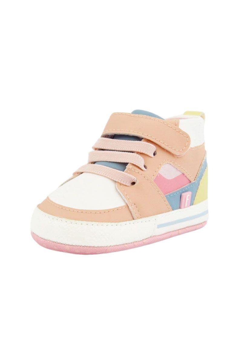 Zapatilla caña velcro elástico new born niña 802-1