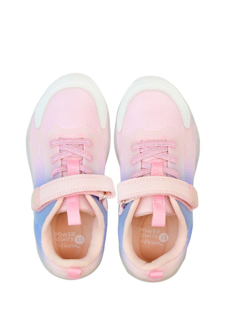 Zapatilla power ligths fluorescente velcro elástico junior niña 951-2