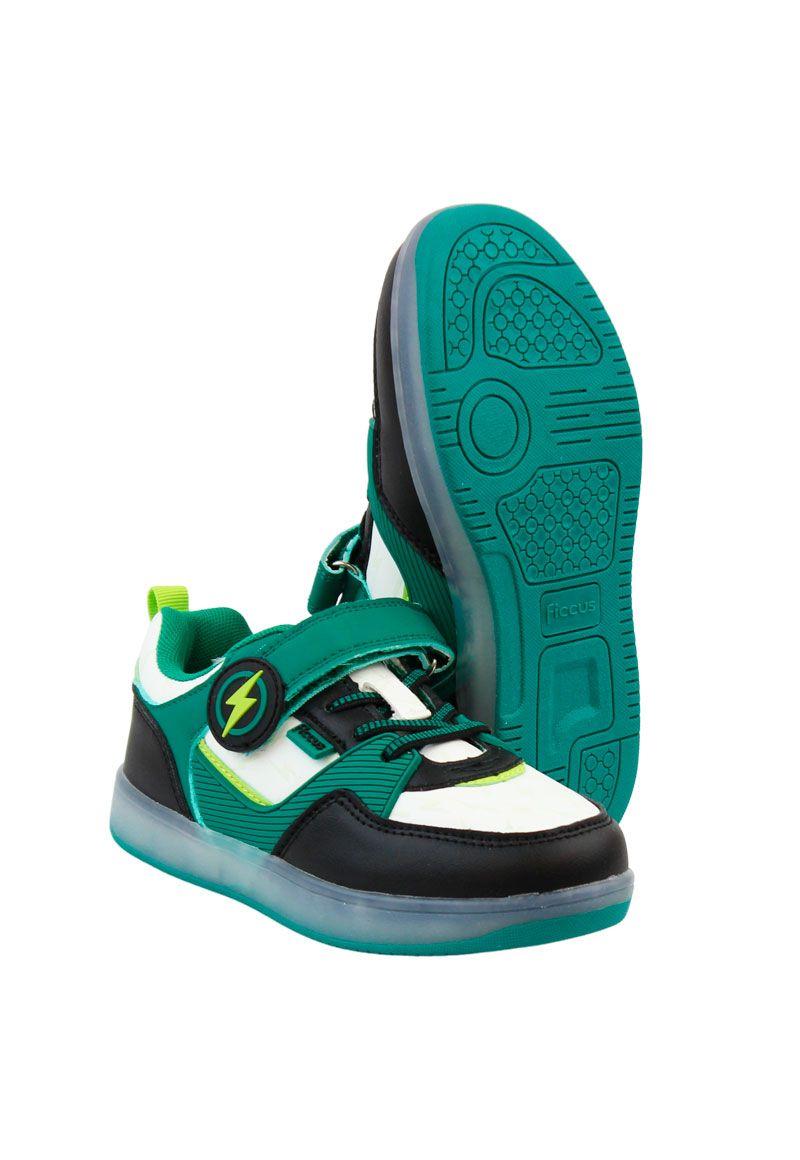 Zapatilla power ligths fluorescente velcro elástico junior niño 957-3