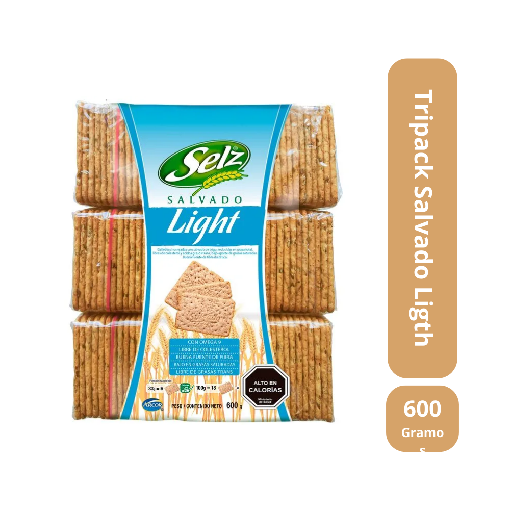 Arcor Tripack galletas Salvado ligth 600 gramos-0