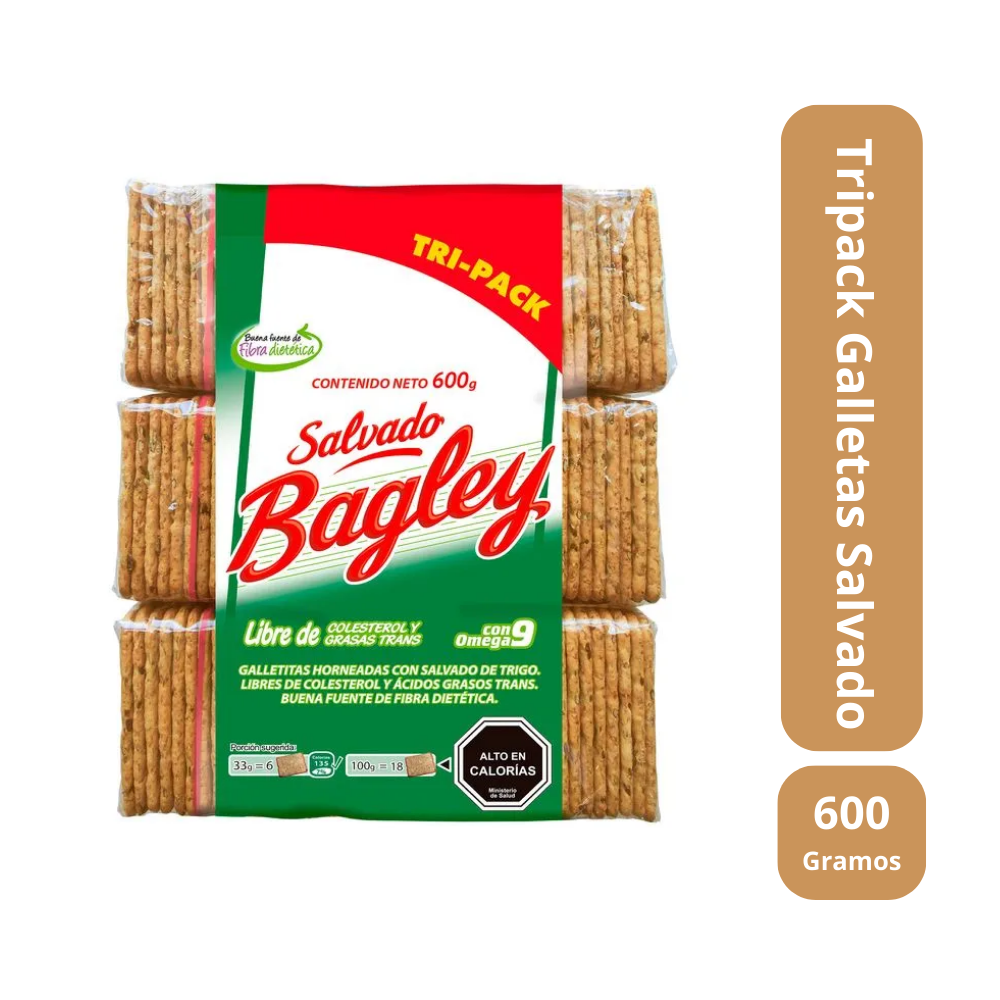 Arcor Tripack galletas Salvado 600 gramos-1