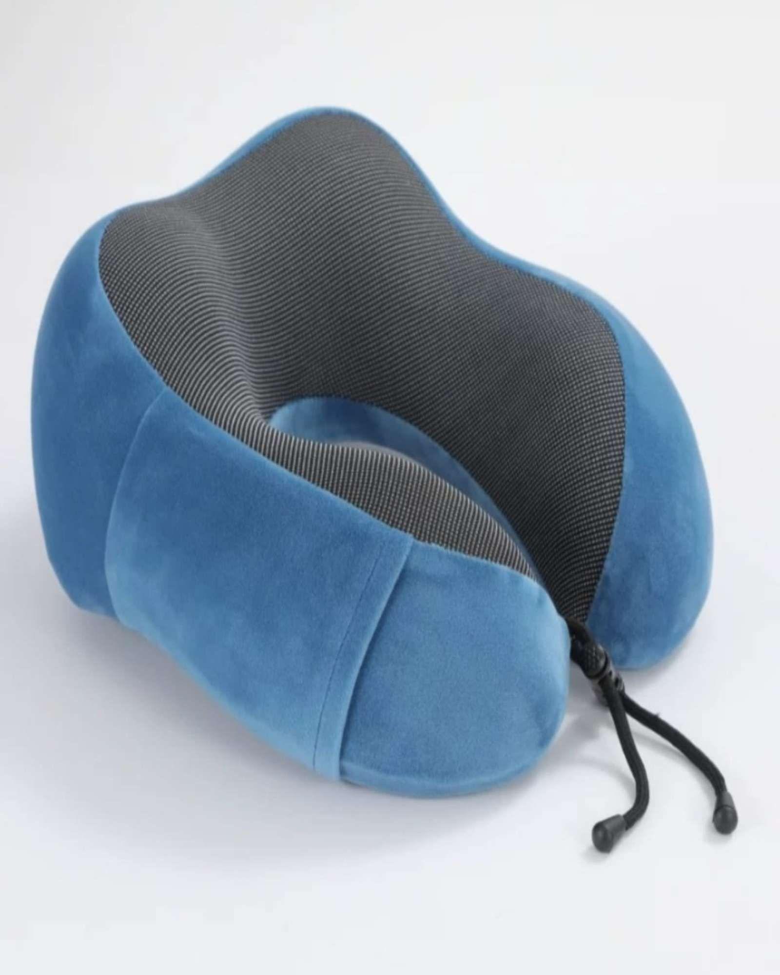 Cómoda Almohada De Cuello Viaje tela magnetica Azul-2