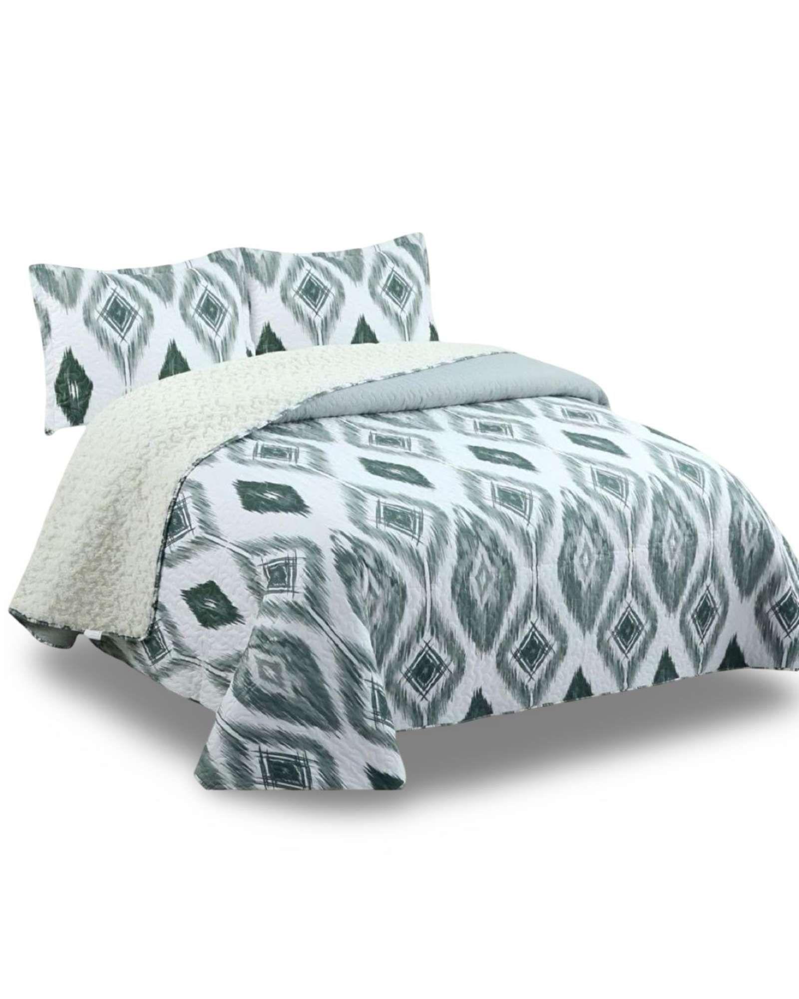 CUBRECAMA QUILT ELEGANTE CON SHERPA PLAZA Y MEDIA 180 X 230 CM A6-3