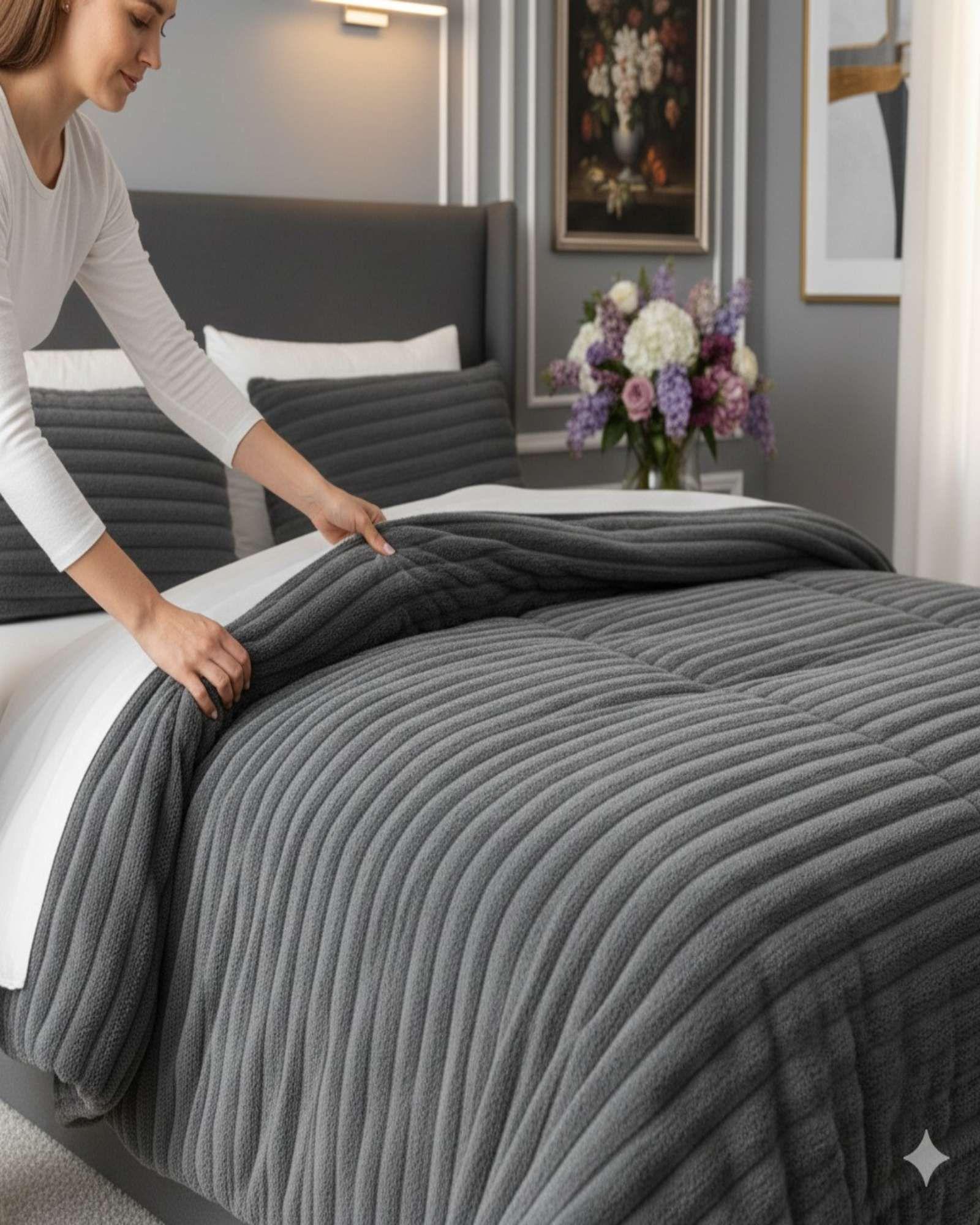 Cubrecama Premium Plush y Chiporro Invierno 2 Plazas gris-2