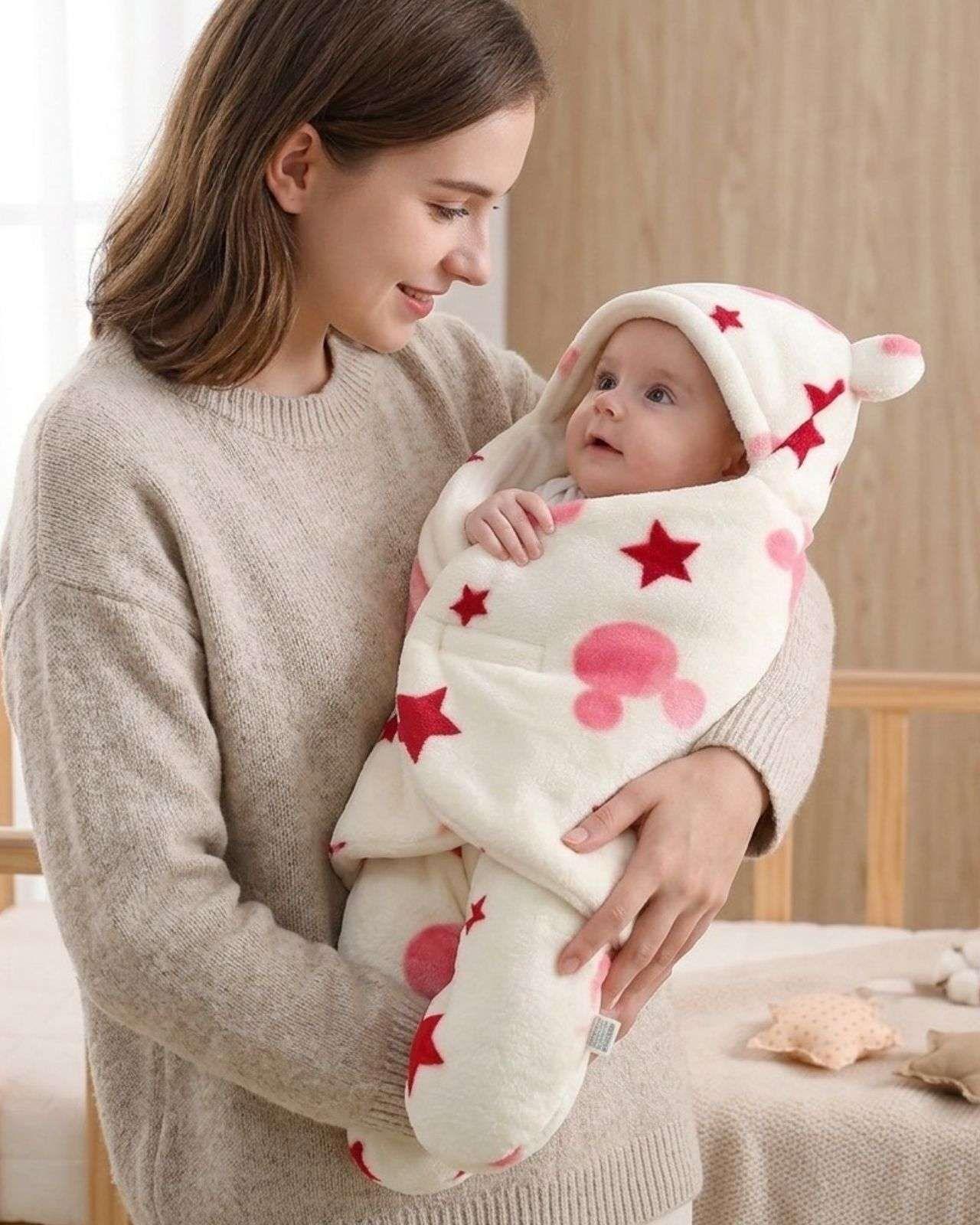 Saco de Dormir Mantita envolvente para Bebé con Capucha Ultra Suave 01-2