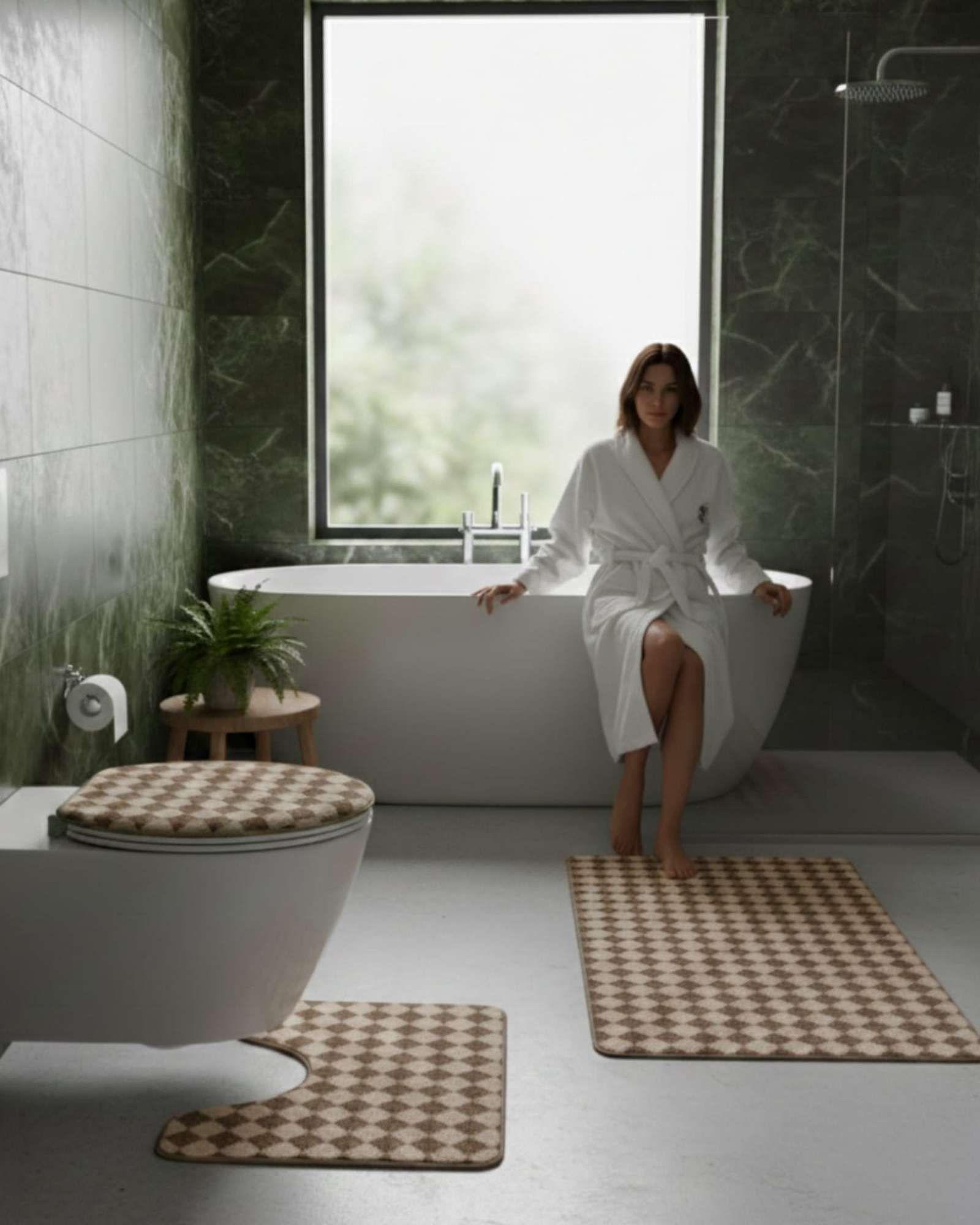 SET DE BAÑO 3 PIEZAS DISEÑO GEOMÉTRICO 3D A5-3