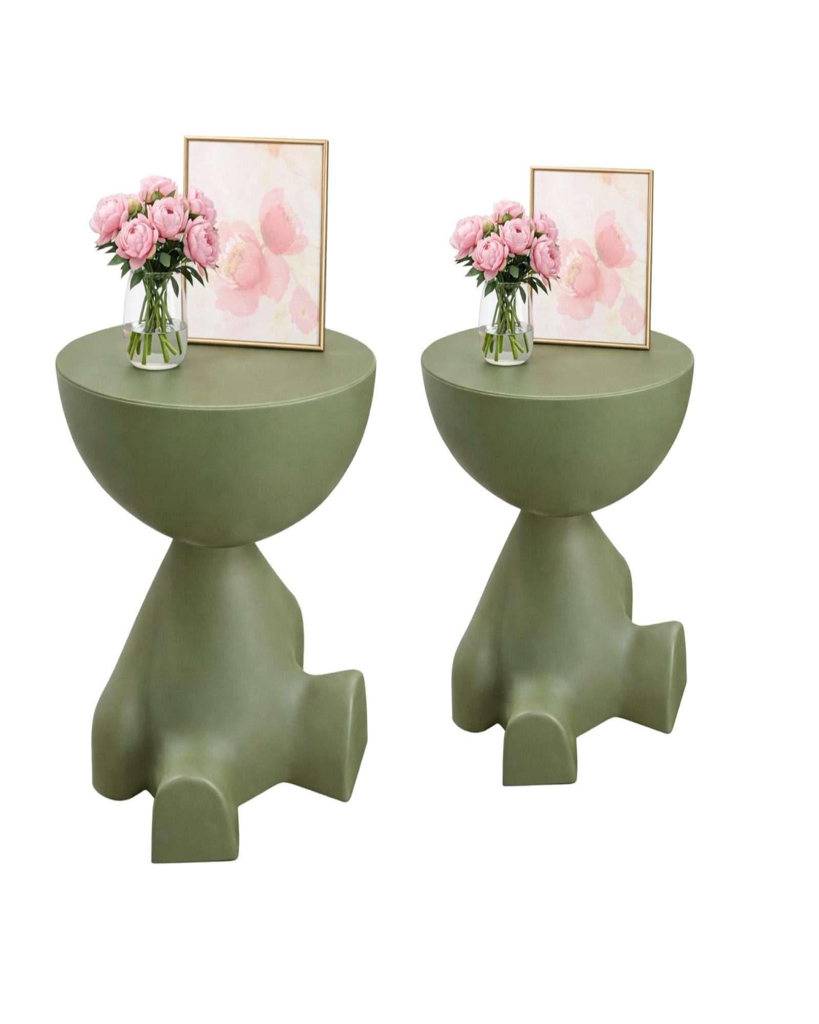 PACK DE 2 MESAS DE ARRIMO ESCULTURAL VERDE-4