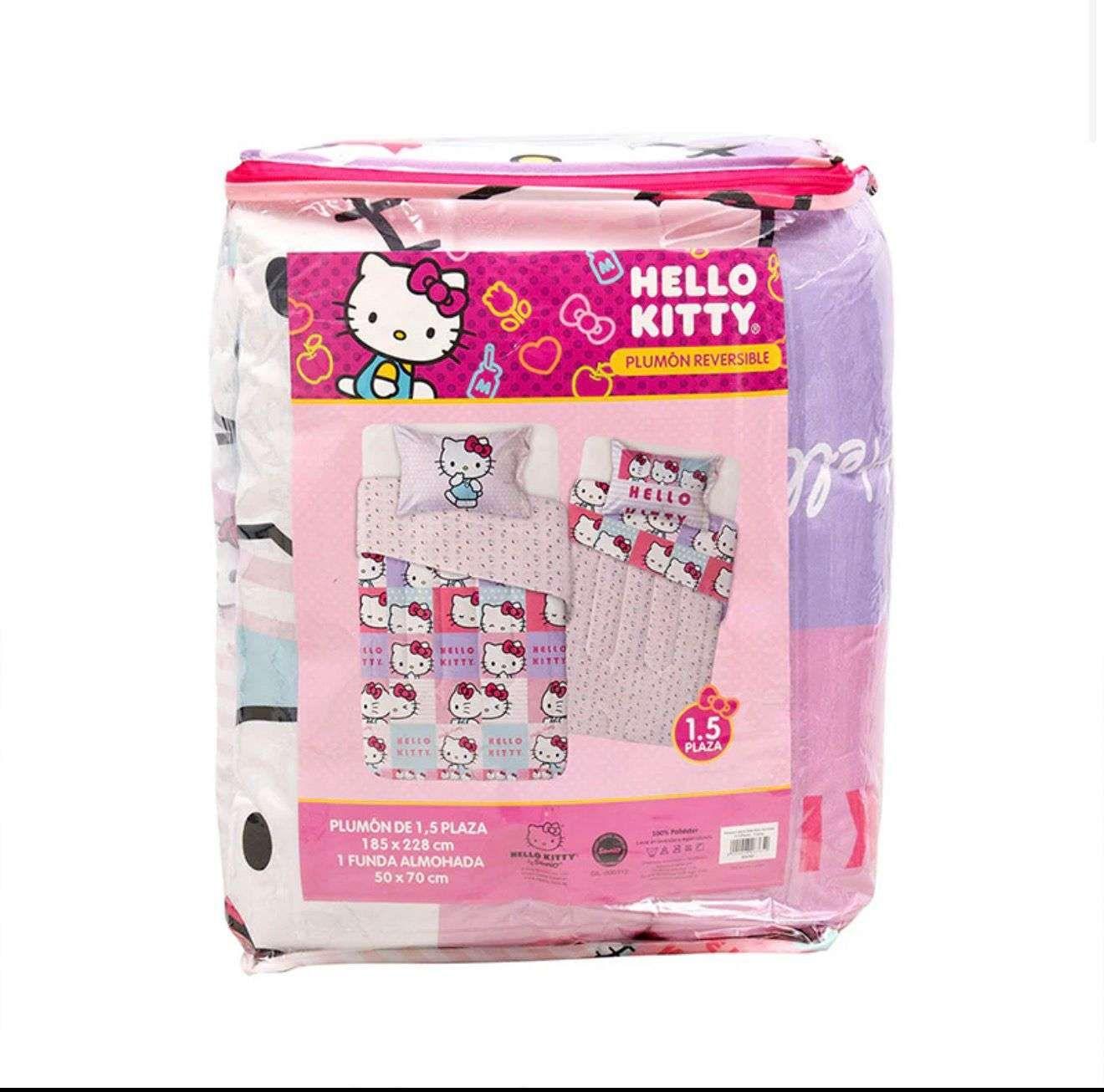 CUBRECAMA NORDICO RELLENO NIÑA HELLO KITTY PLAZA Y MEDIA-2