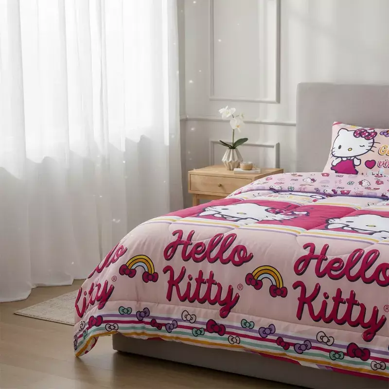 CUBRECAMA NORDICO RELLENO NIÑA HELLO KITTY PLAZA Y MEDIA-5