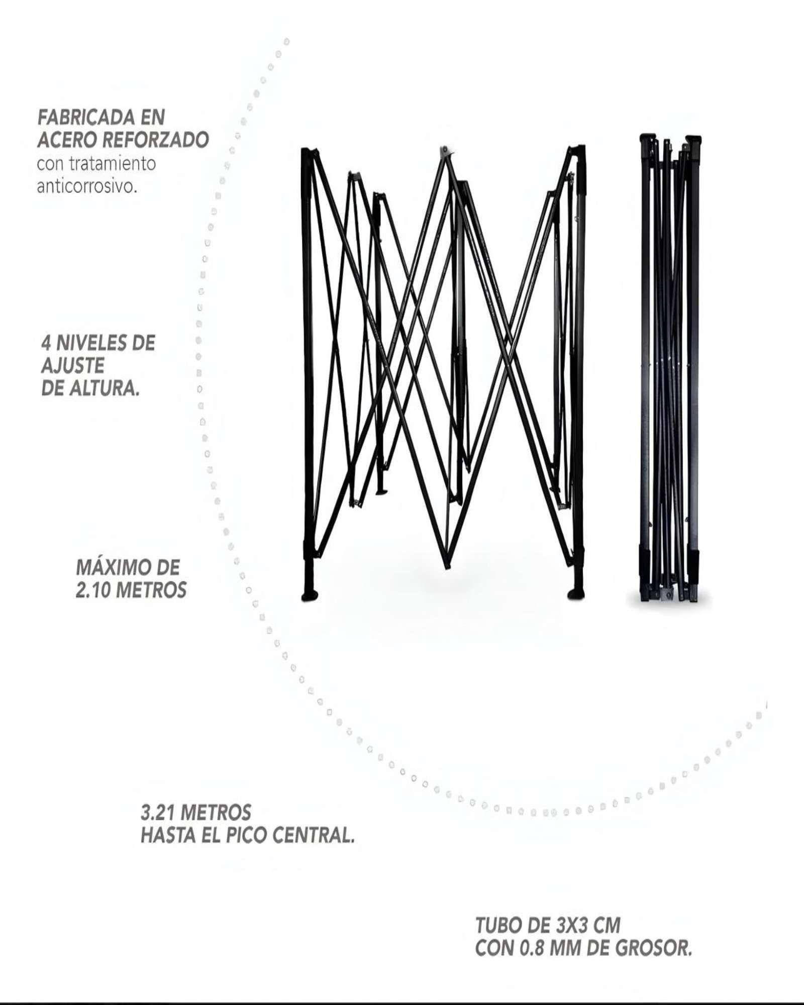 Toldo Plegable 3x3 con Laterales Azul Protección UV e Impermeable-3