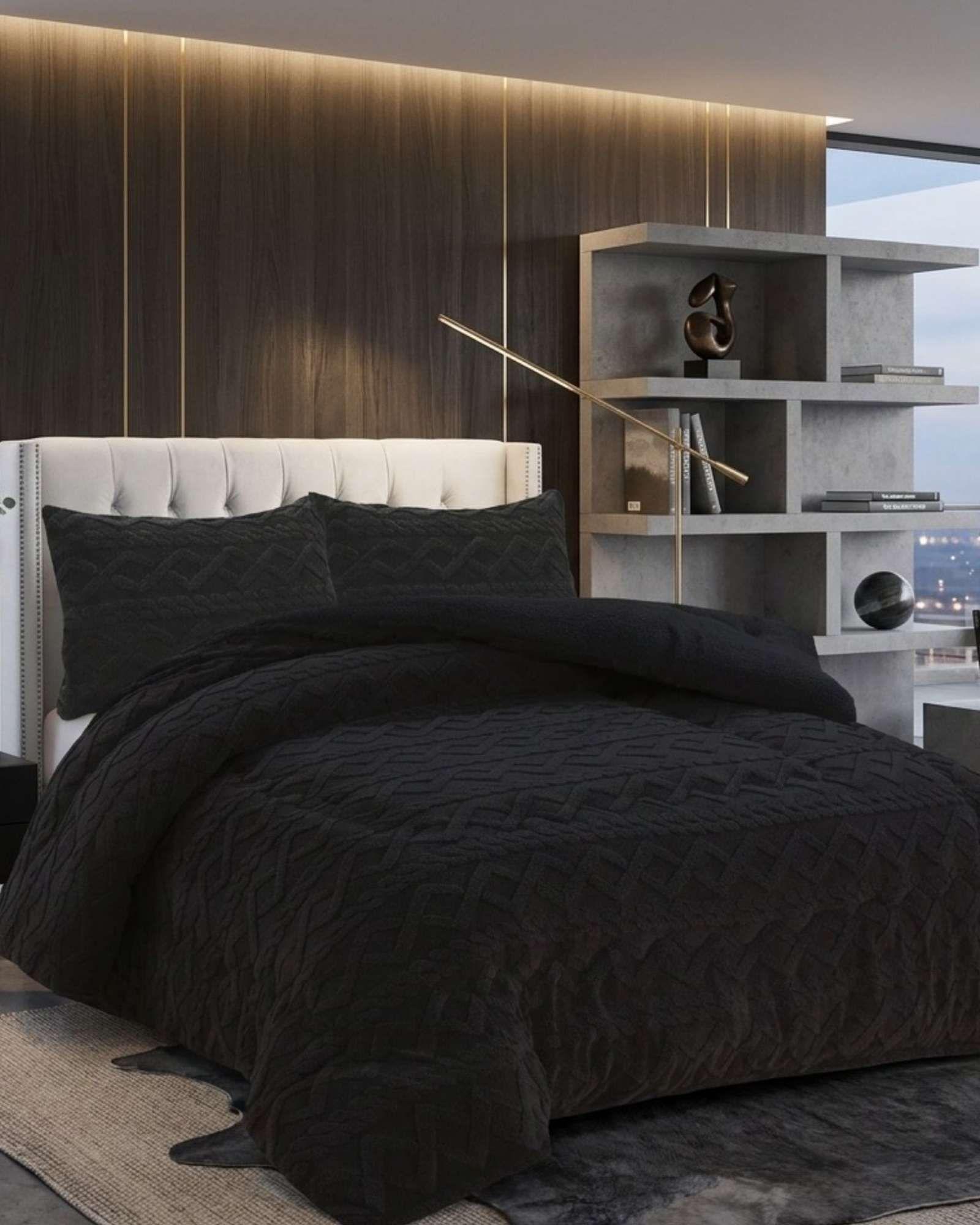 Juego de Cubrecama Sherpa con Relieve Trenzado  King A03-2