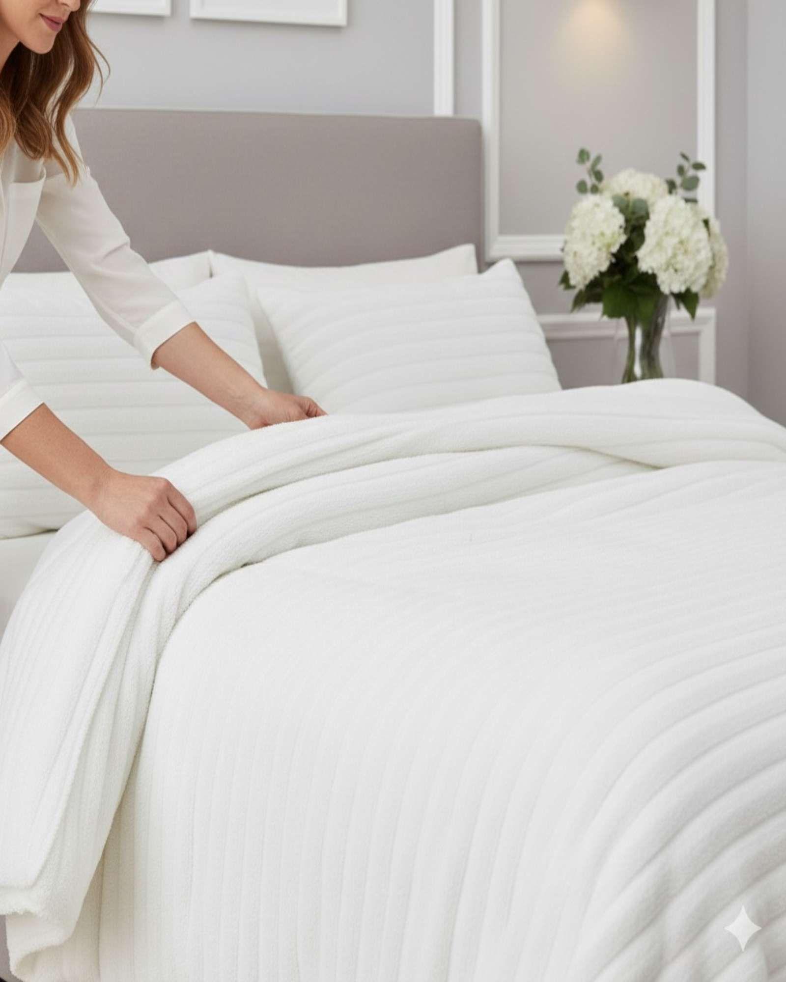 Cubrecama Premium Plush y Chiporro 2 Plazas blanco-2