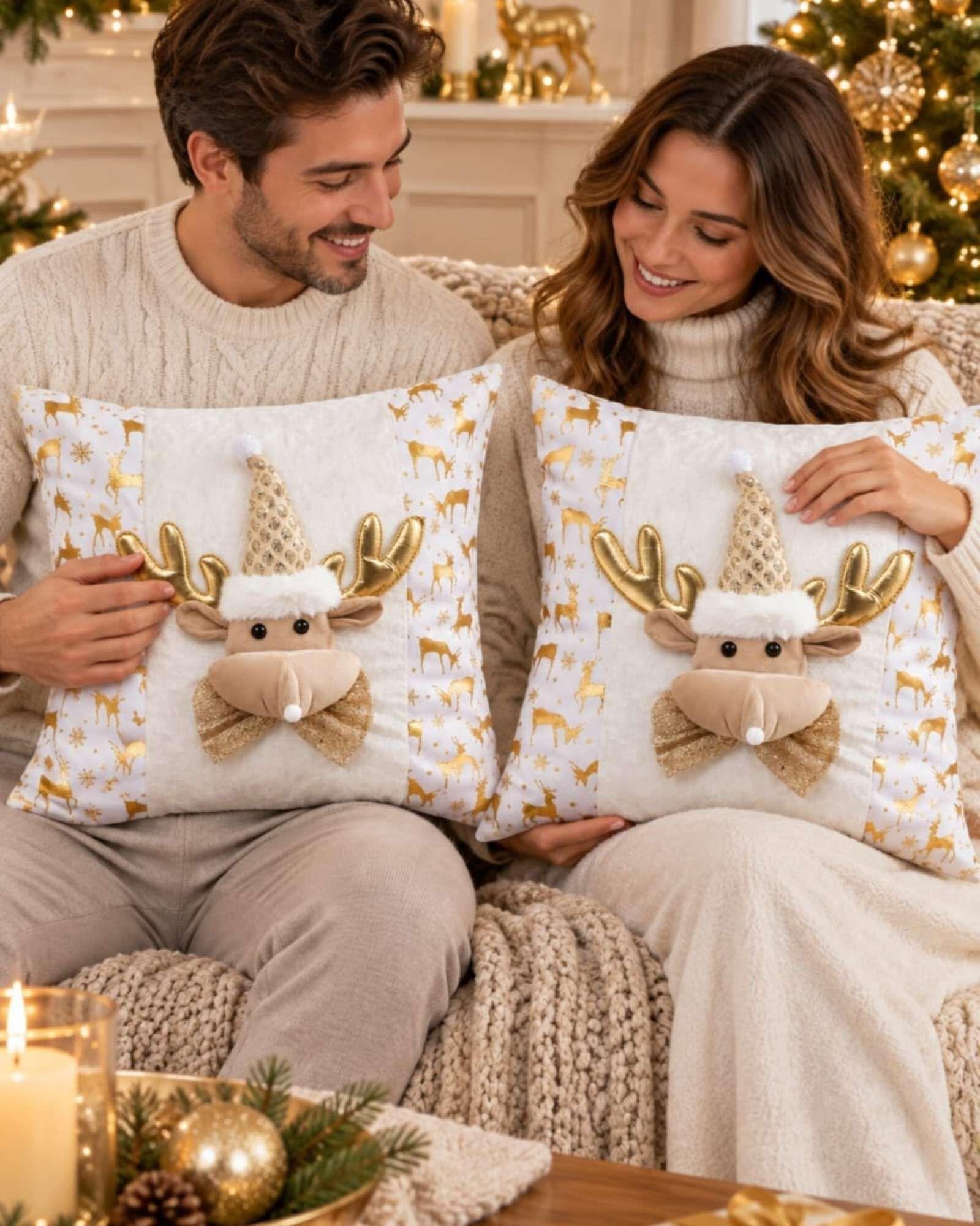 Pack de 2 Fundas para Cojin Navidad  45x45 cm Relieve 3D A2-3