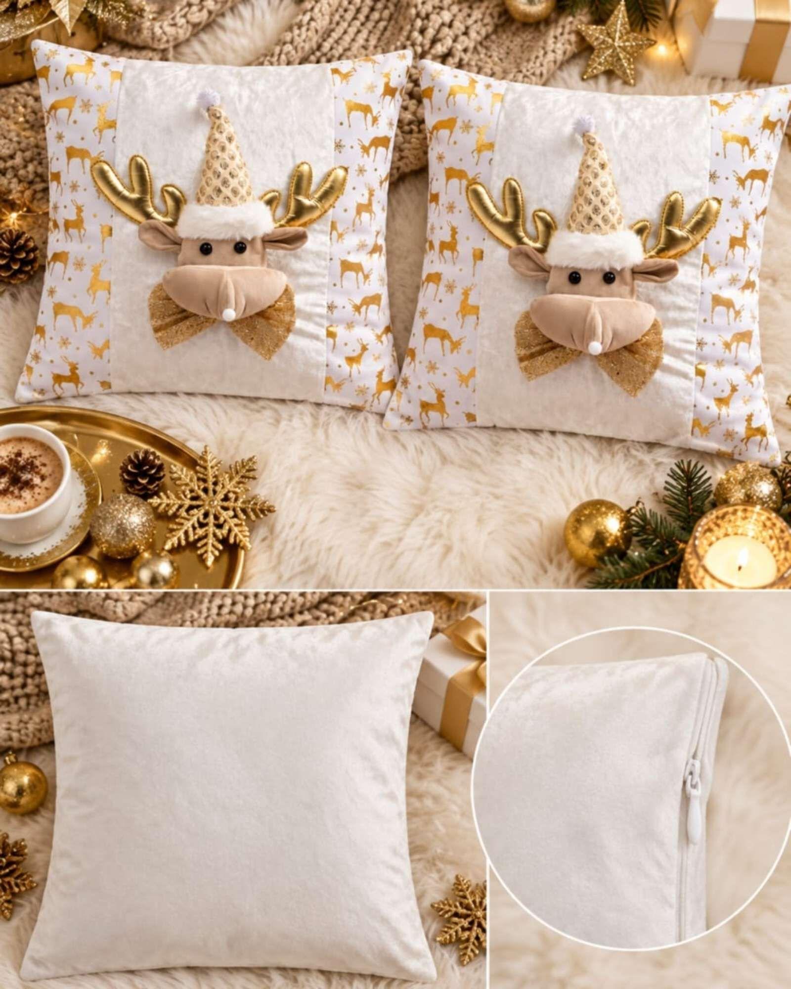 Pack de 2 Fundas para Cojin Navidad  45x45 cm Relieve 3D A2-5