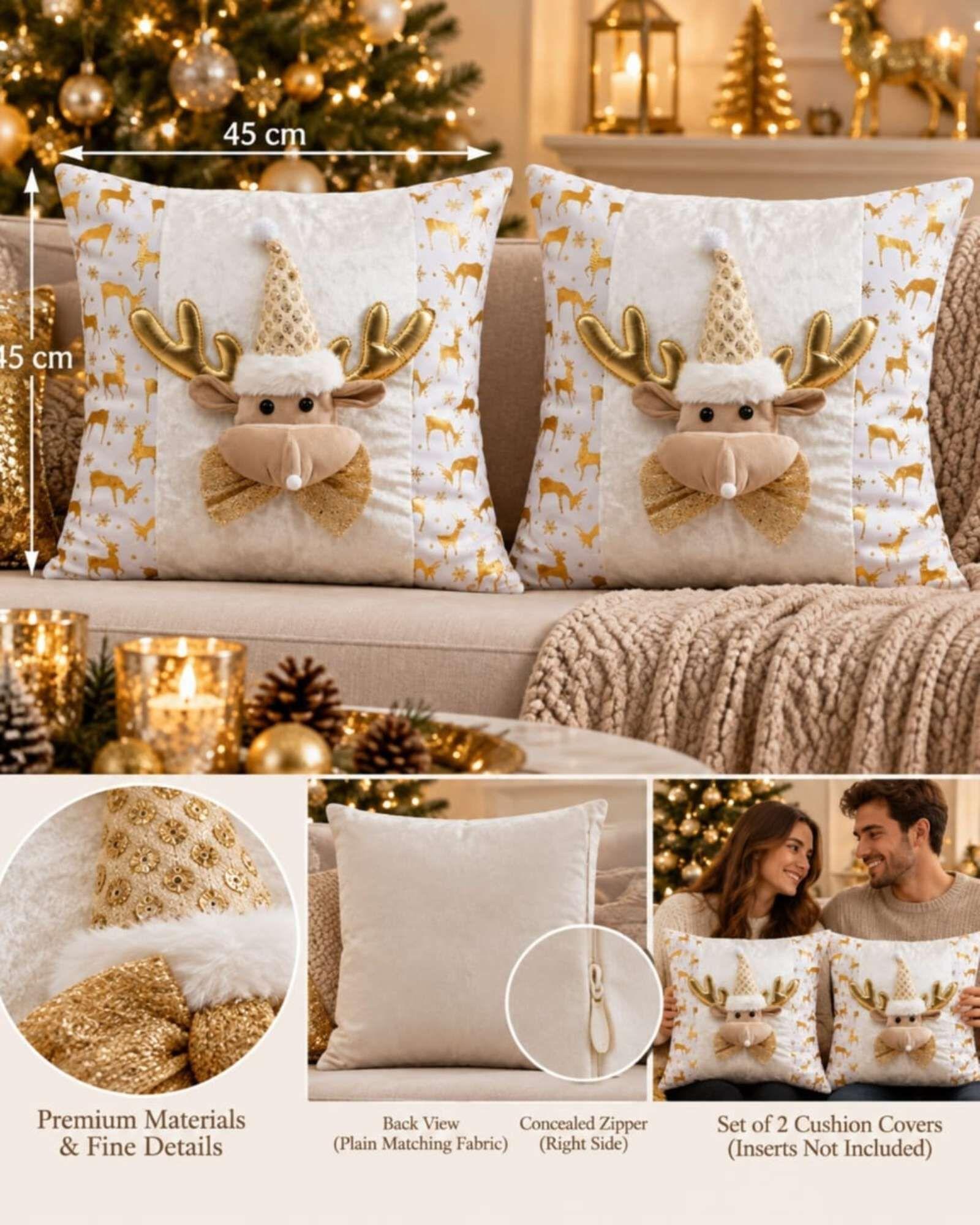Pack de 2 Fundas para Cojin Navidad  45x45 cm Relieve 3D A2-6
