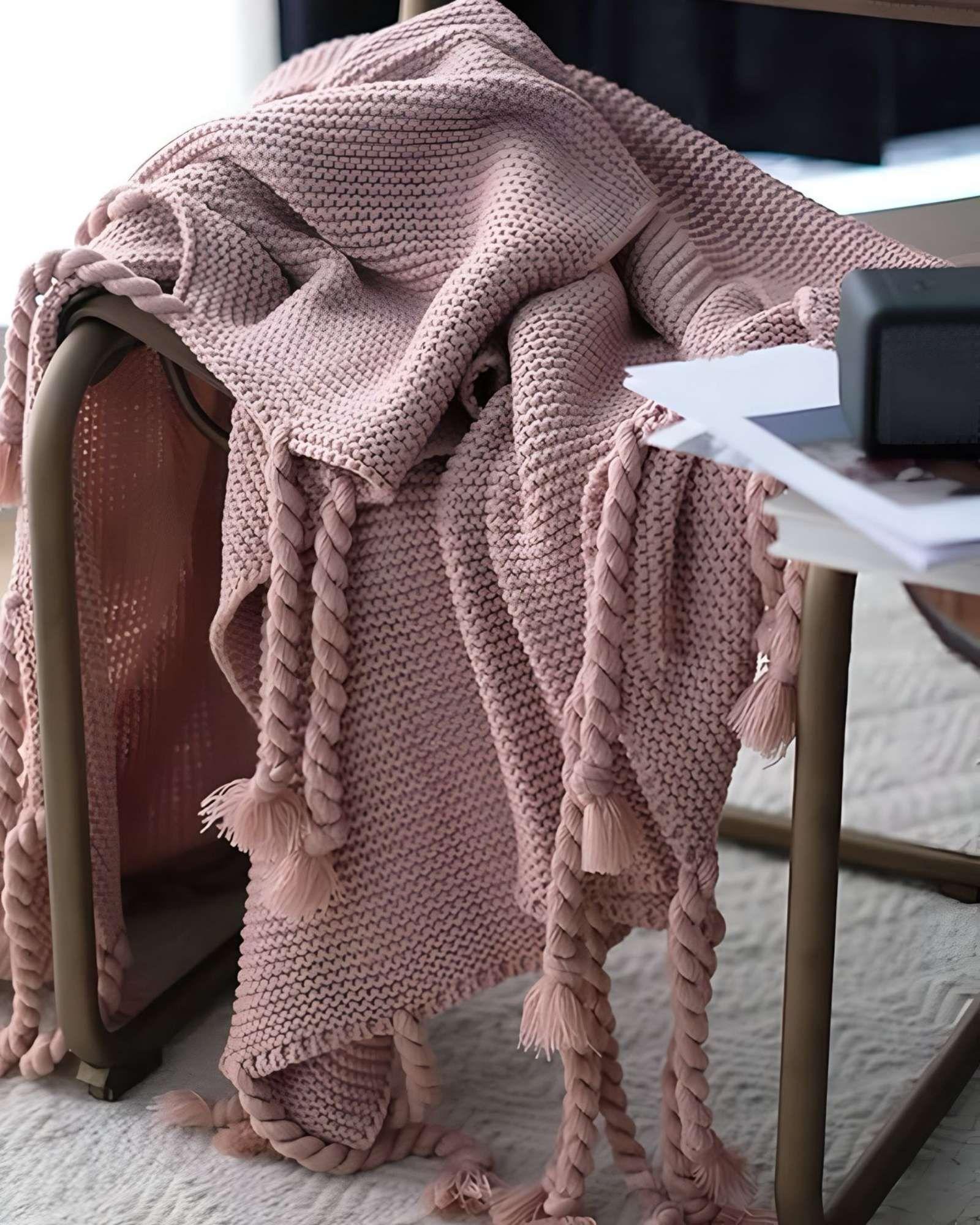 MANTA CHENILLE DECORATIVA CON FLECOS PARA CAMA O SOFA  ST3-3