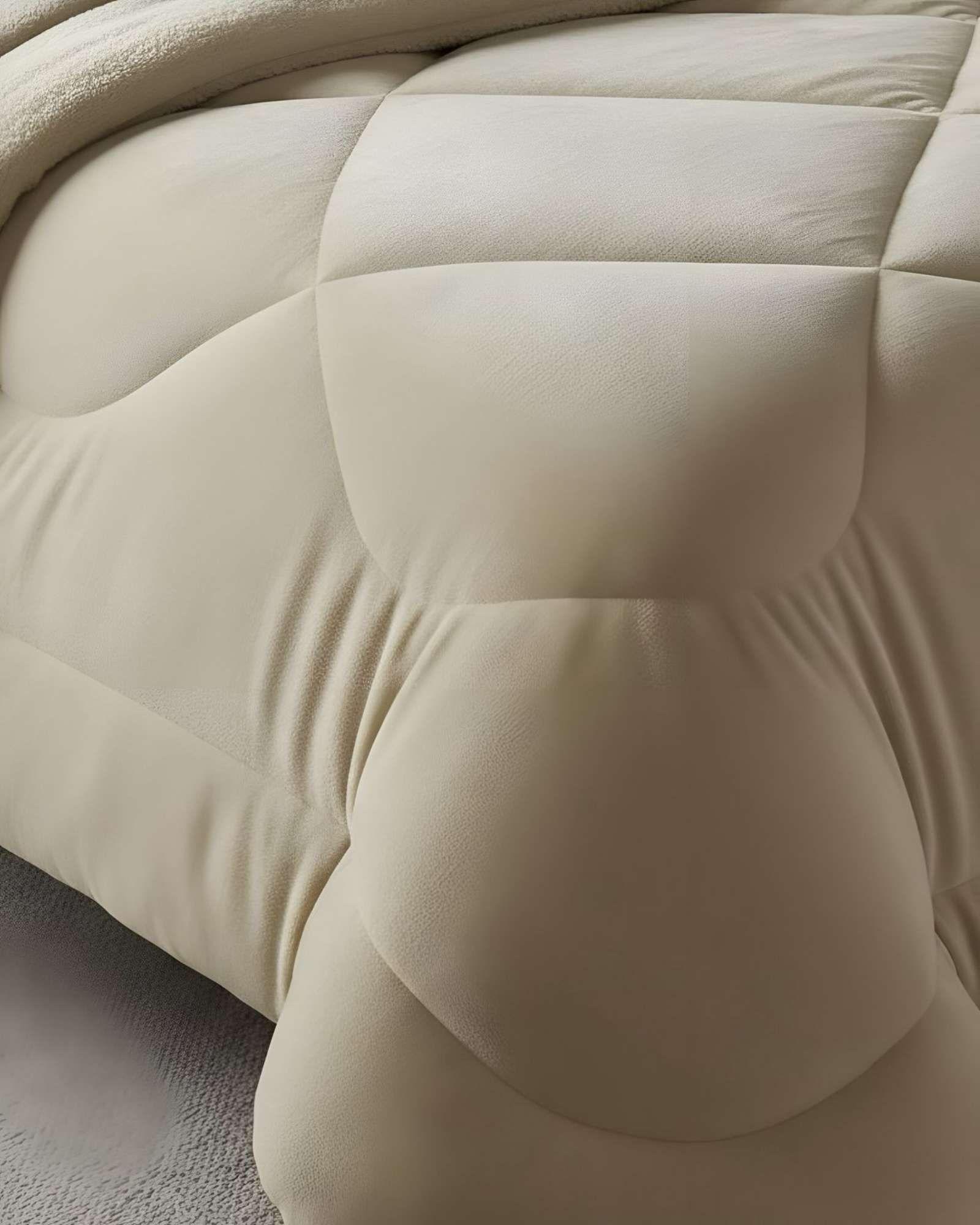 Cubrecama plush con chiporro Acolchado liso King beige 03-2