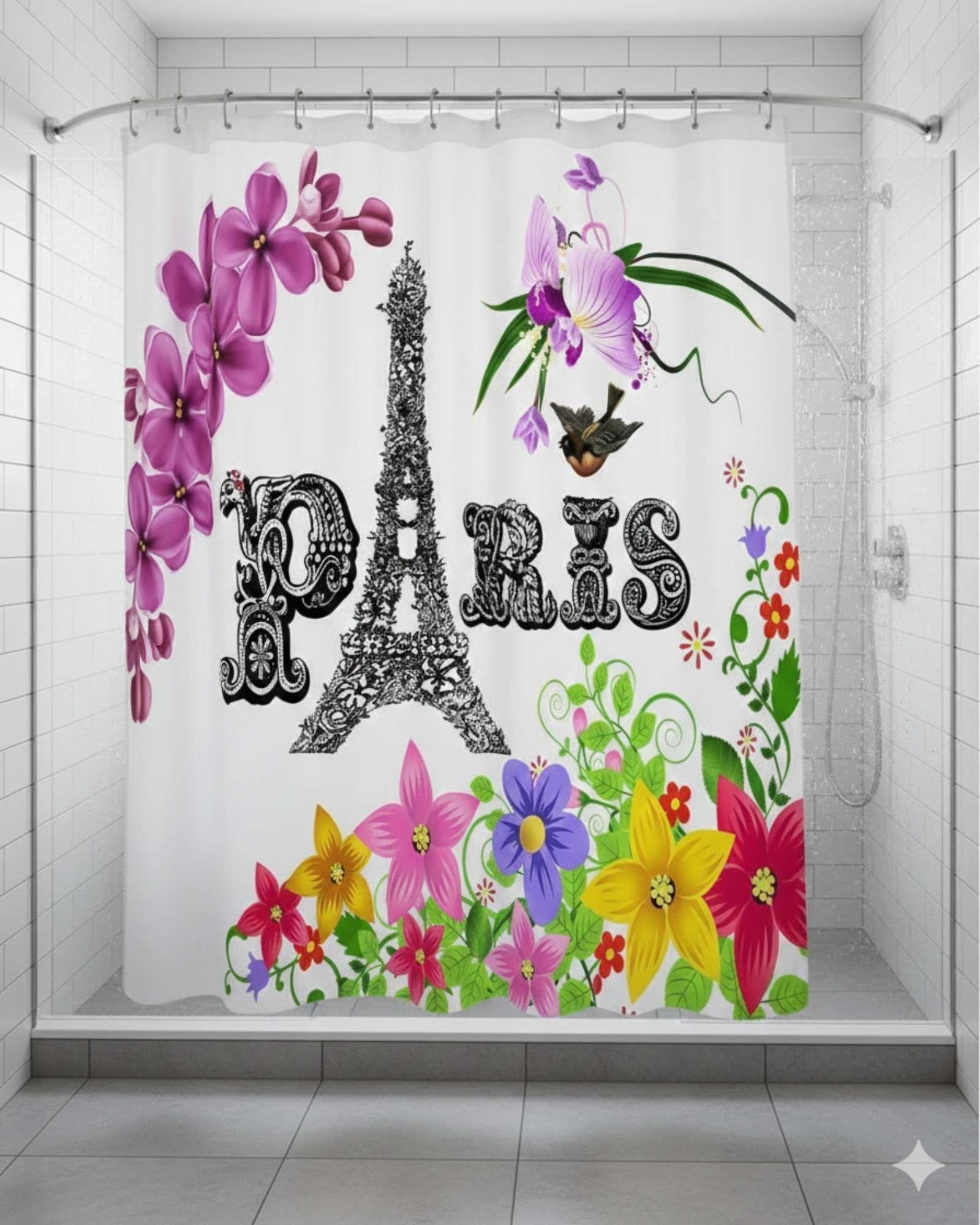 Juego de Cortina de Baño Tela Género + Forro Impermeable T8-4