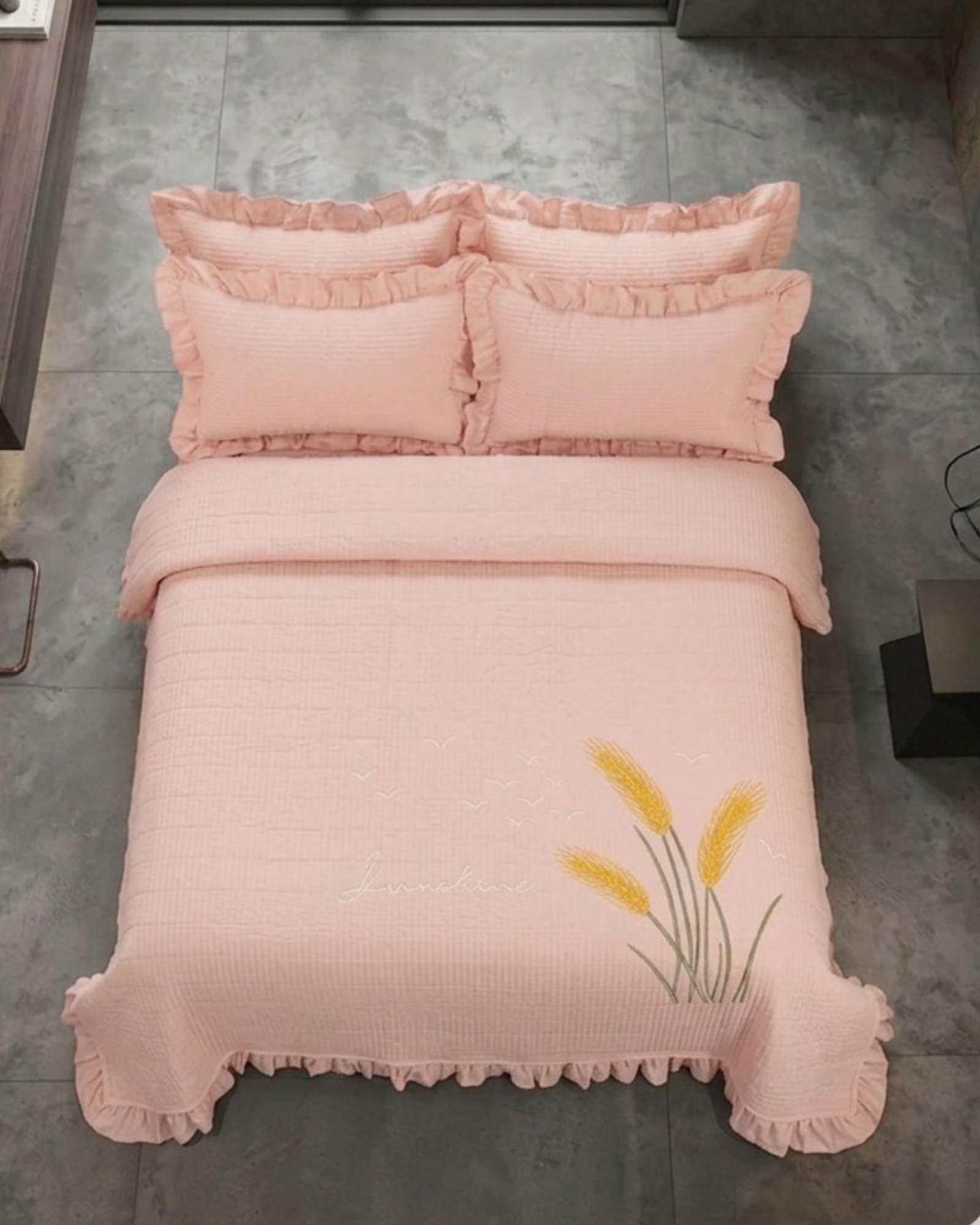 Quilt Cubrecama  Verano Estampado Floral con Bobos 2 Plazas03-1