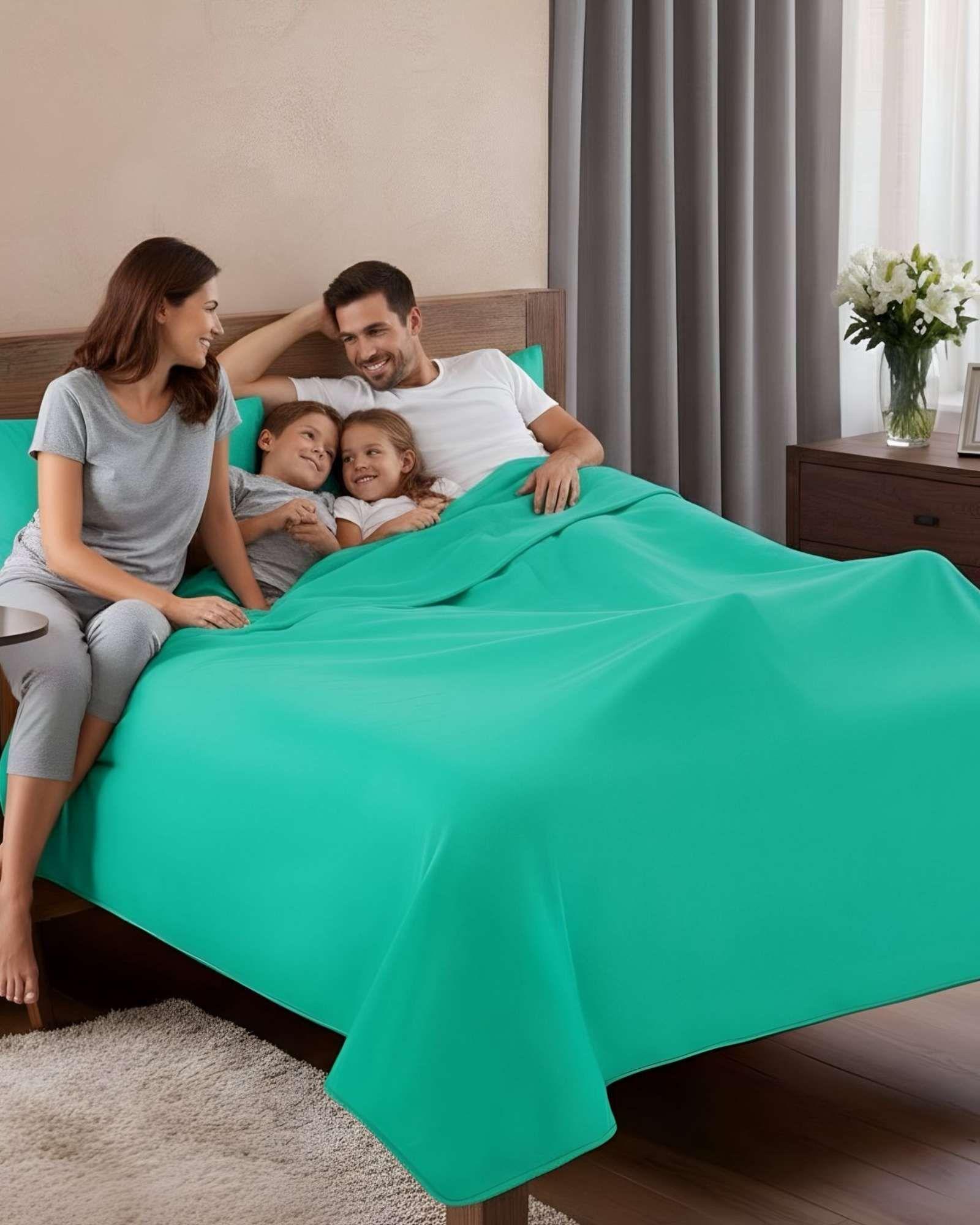 Juego de Sábana de Polar Ultra Suave Máxima Calidez Verde claro King-4