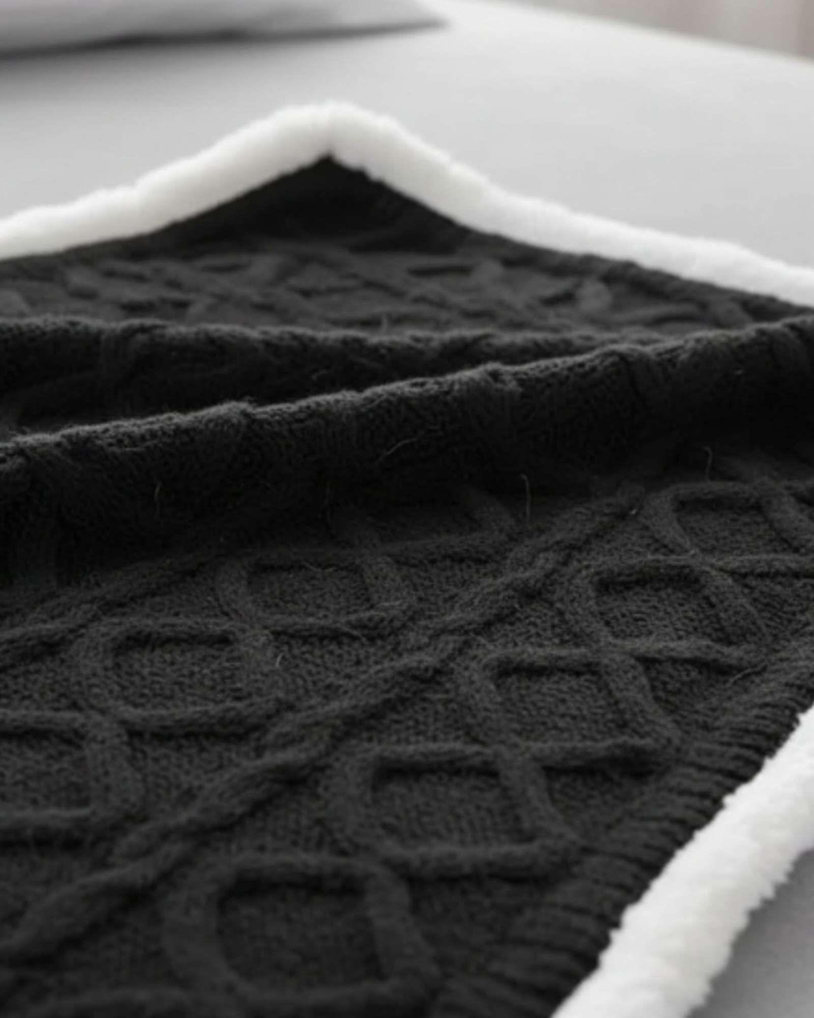 Frazada Manta Polar Sherpa Térmica Plaza y media negro-4