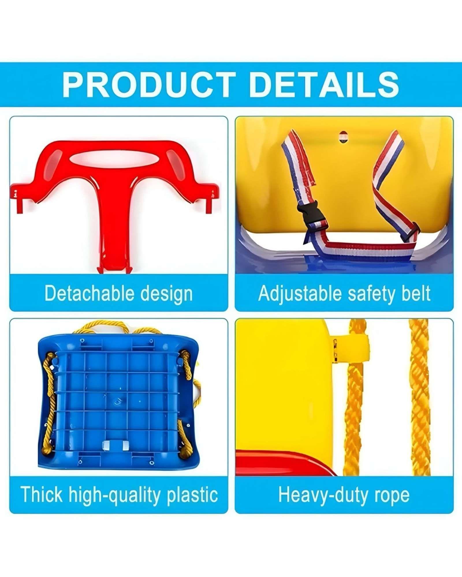 Juego de Columpios 3 en 1 para Niños Estructura Reforzada y Segura-3
