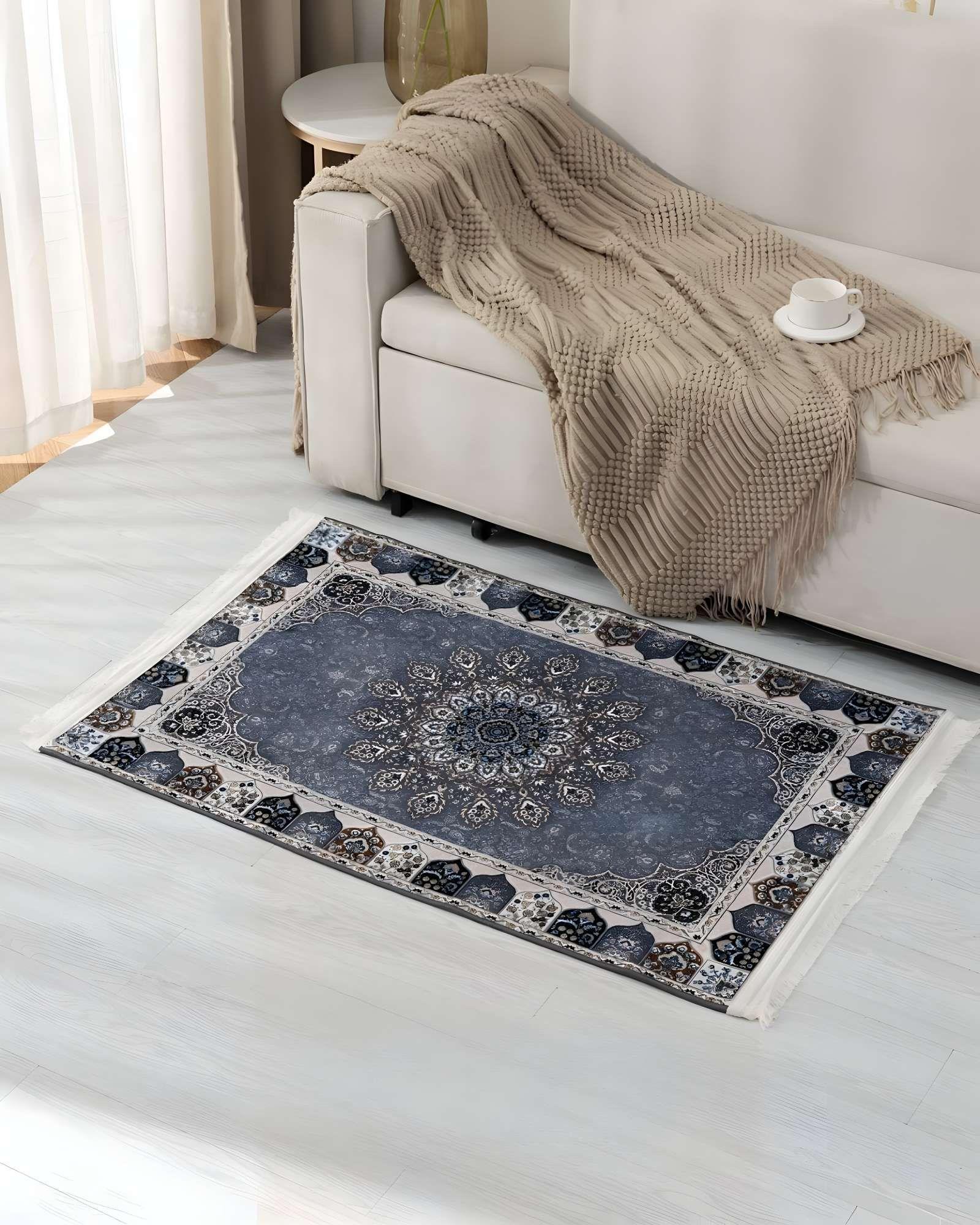 ALFOMBRA DECORATIVA CON FLEQUILLOS 80X120 GRIS-2