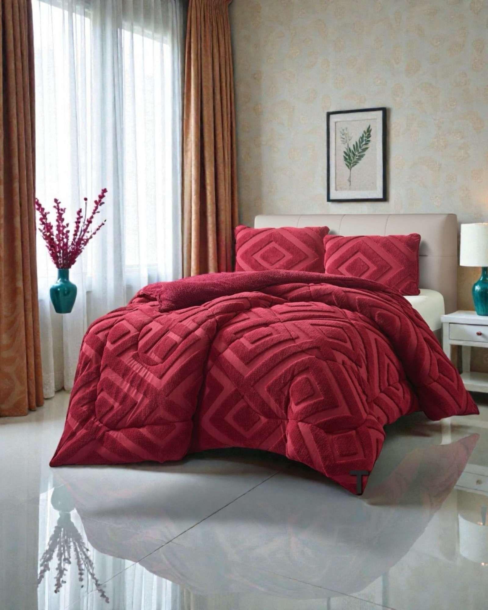 Cubrecama Chiporro Diseño Geometrico Suave y Abrigador Plaza y Media A16-3