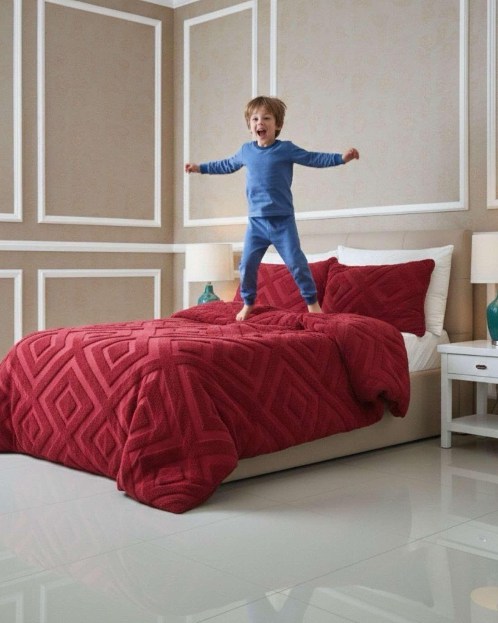 Cubrecama Chiporro Diseño Geometrico Suave y Abrigador Plaza y Media A16-4