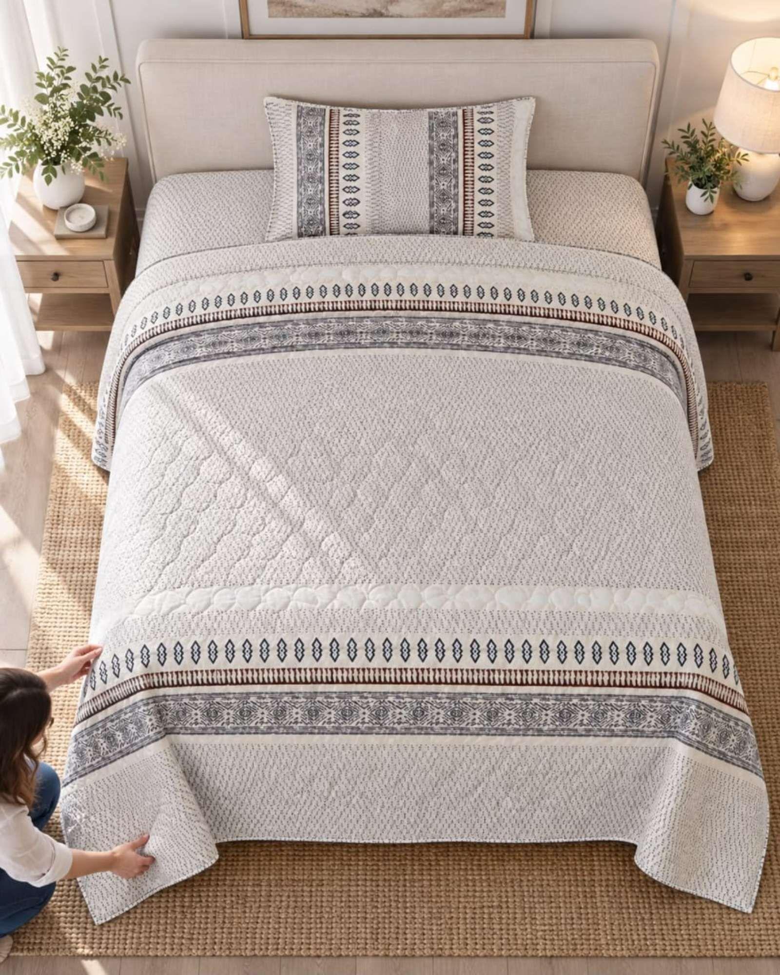 Cubrecama Quilt de Plaza y Media Con Funda De Almohada C14-3