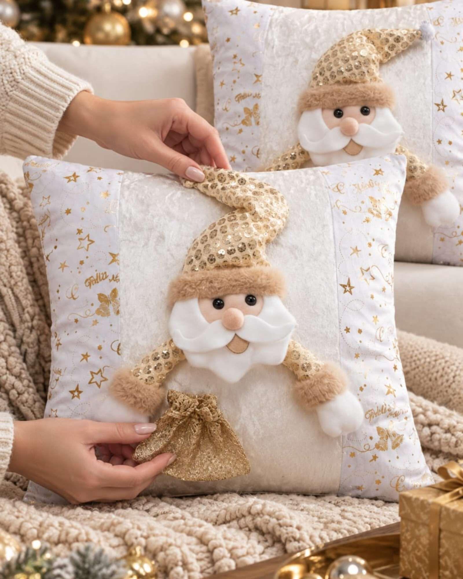 Pack de 2 Fundas para Cojin Navidad  45x45 cm Relieve 3D A4-3
