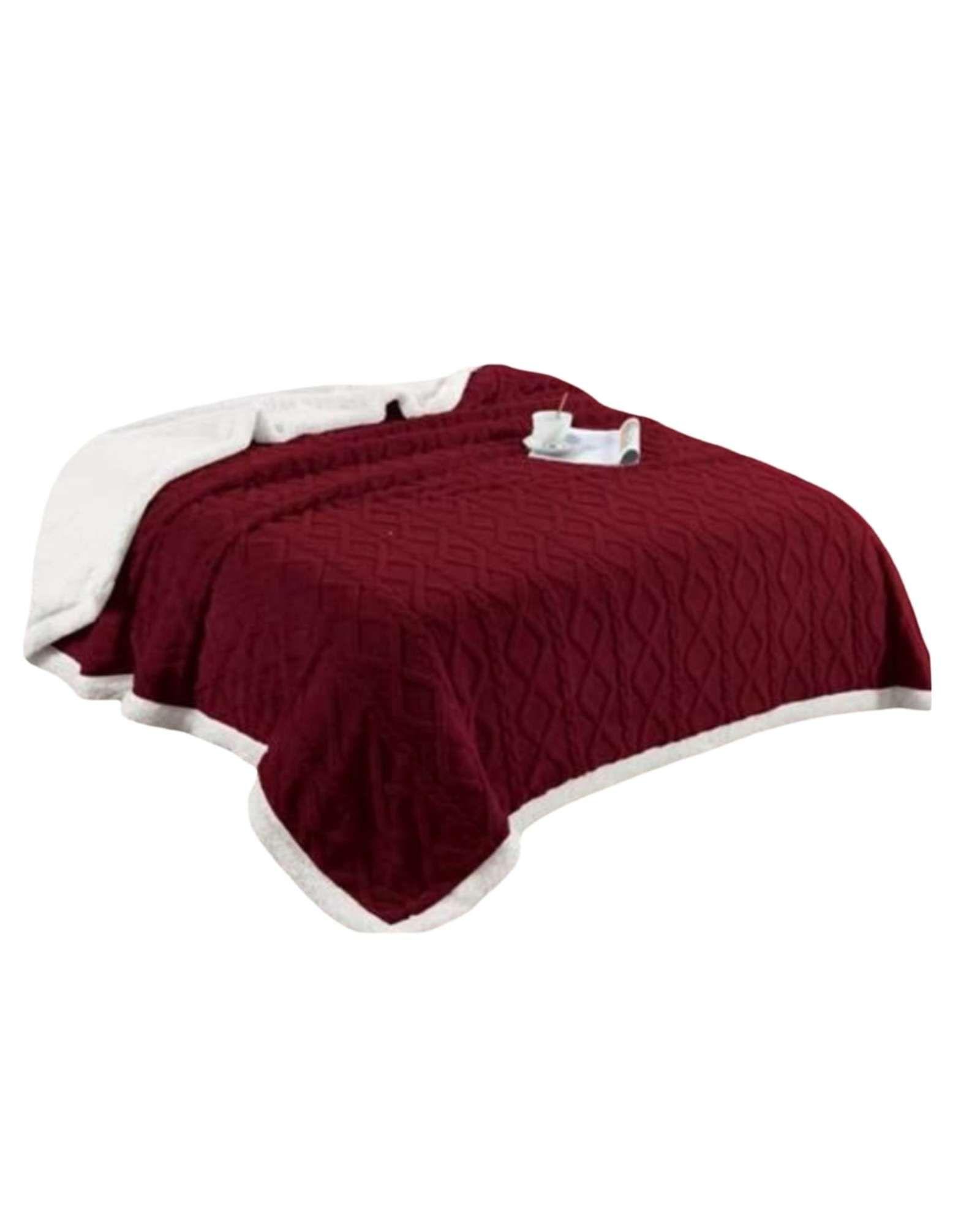 Frazada Manta Polar Sherpa Térmica King burdeo-3