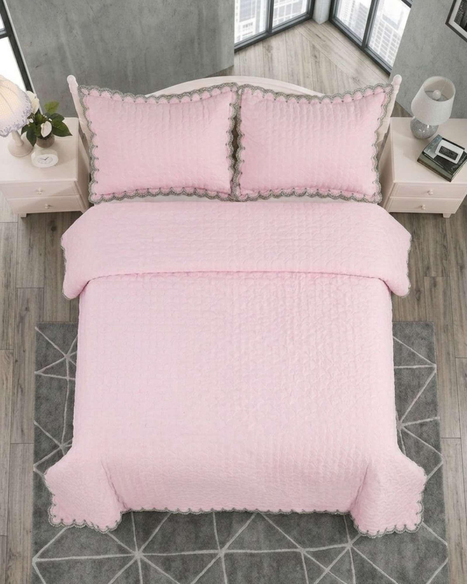 Cubrecama Quilt Diseño Escamas 2 Plazas + Fundas06-0