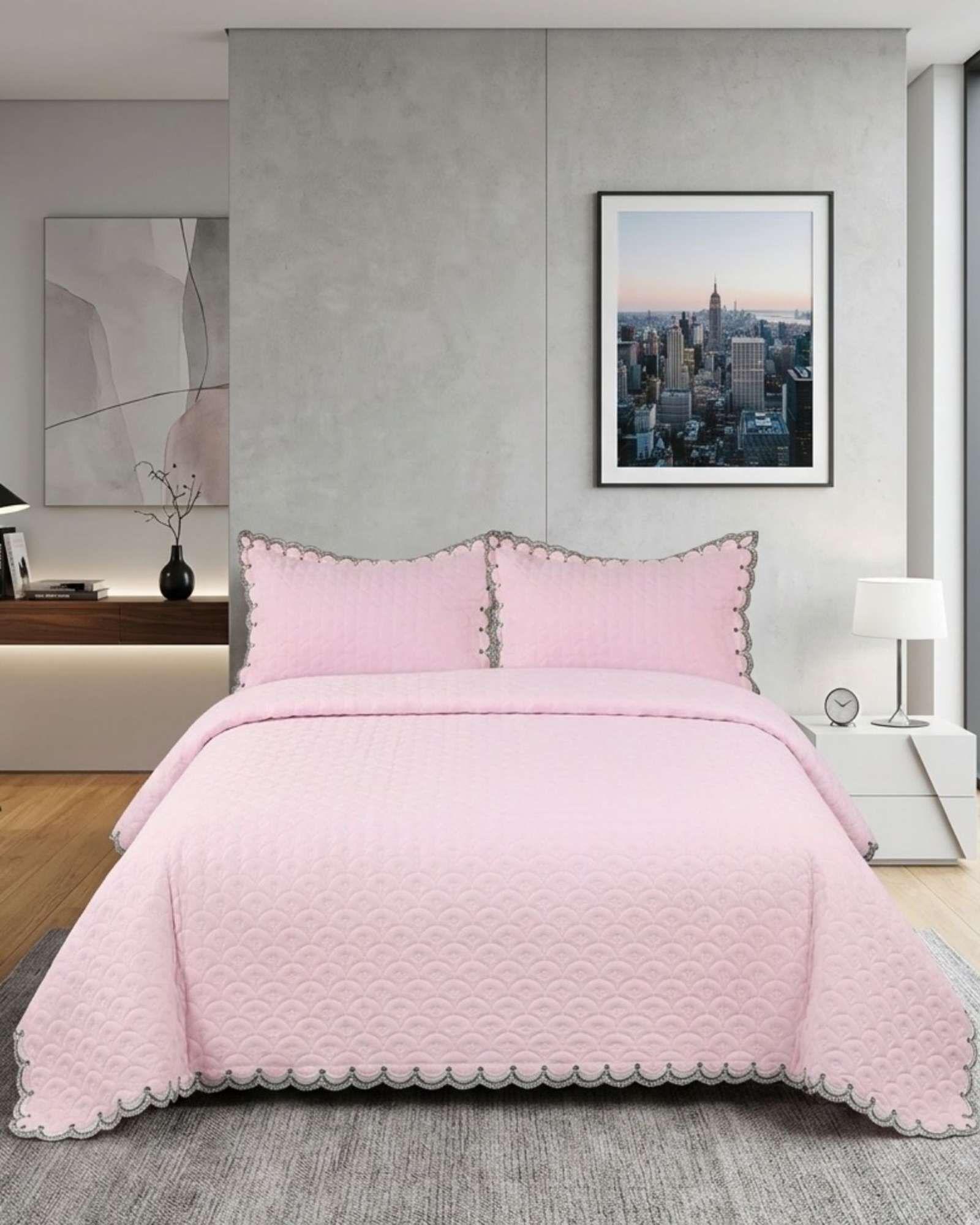 Cubrecama Quilt Diseño Escamas 2 Plazas + Fundas06-3