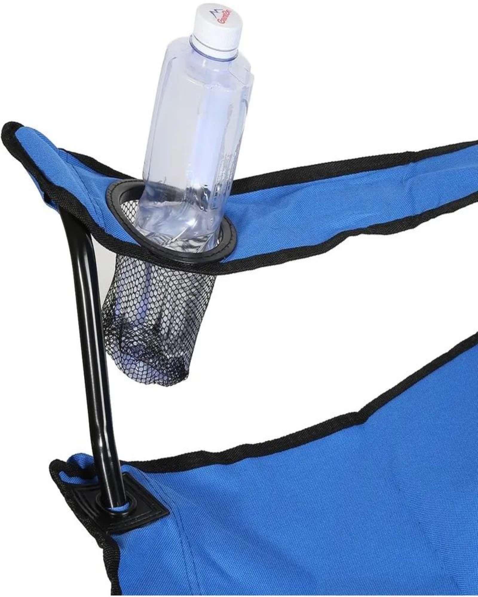 Sillas De Playa o Camping Plegable con Porta Vaso Azul Oscuro-3