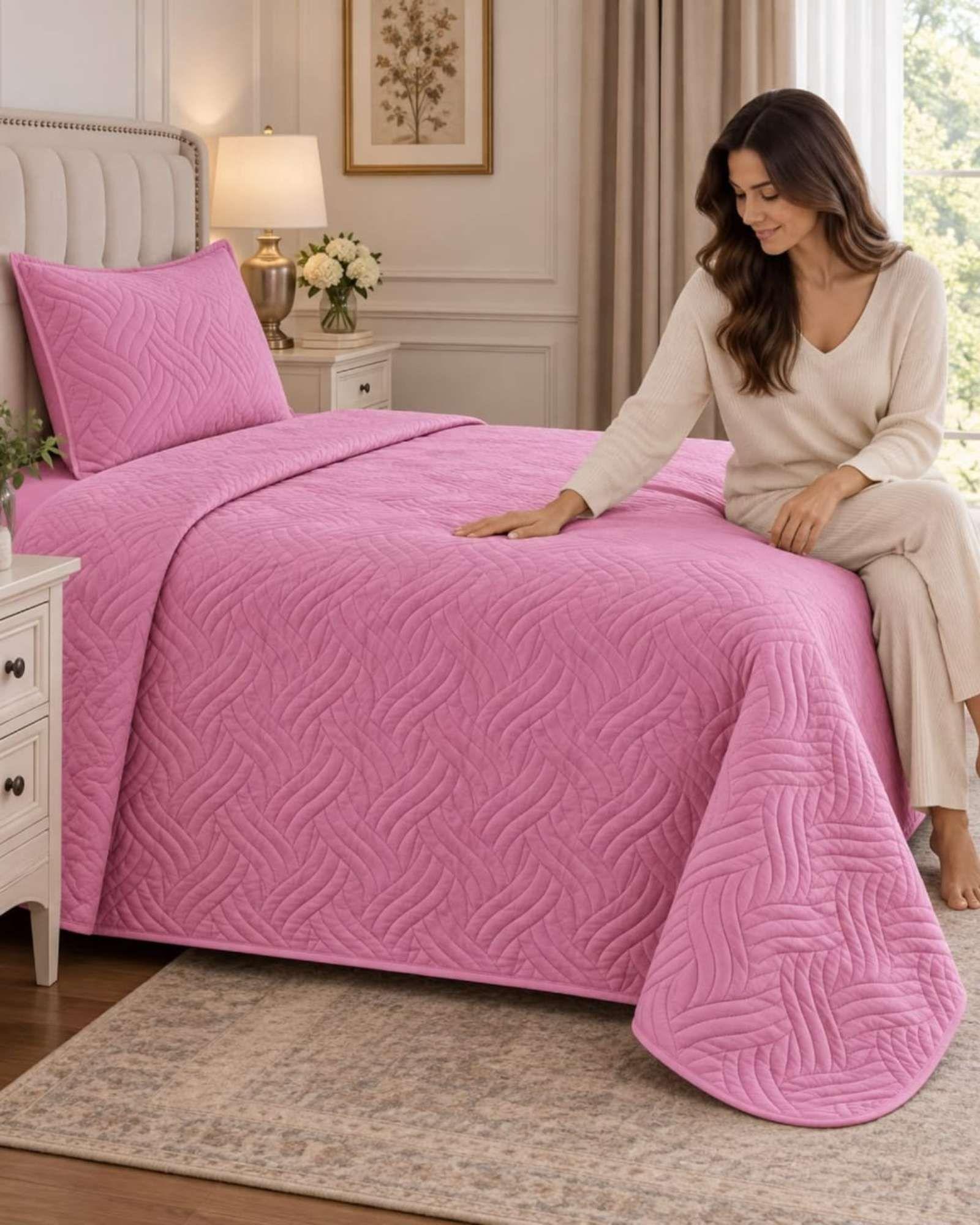 Cubrecama Quilt de Plaza y Media Con Funda De Almohada C20-4