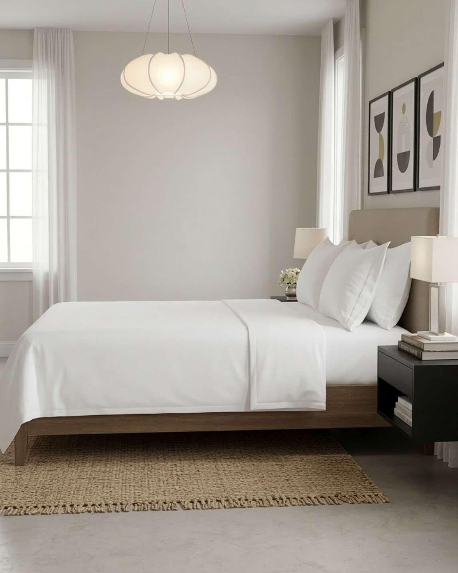 JUEGO DE SABANAS DE 200 HILOS  PLAZA Y MEDIA BLANCO-2