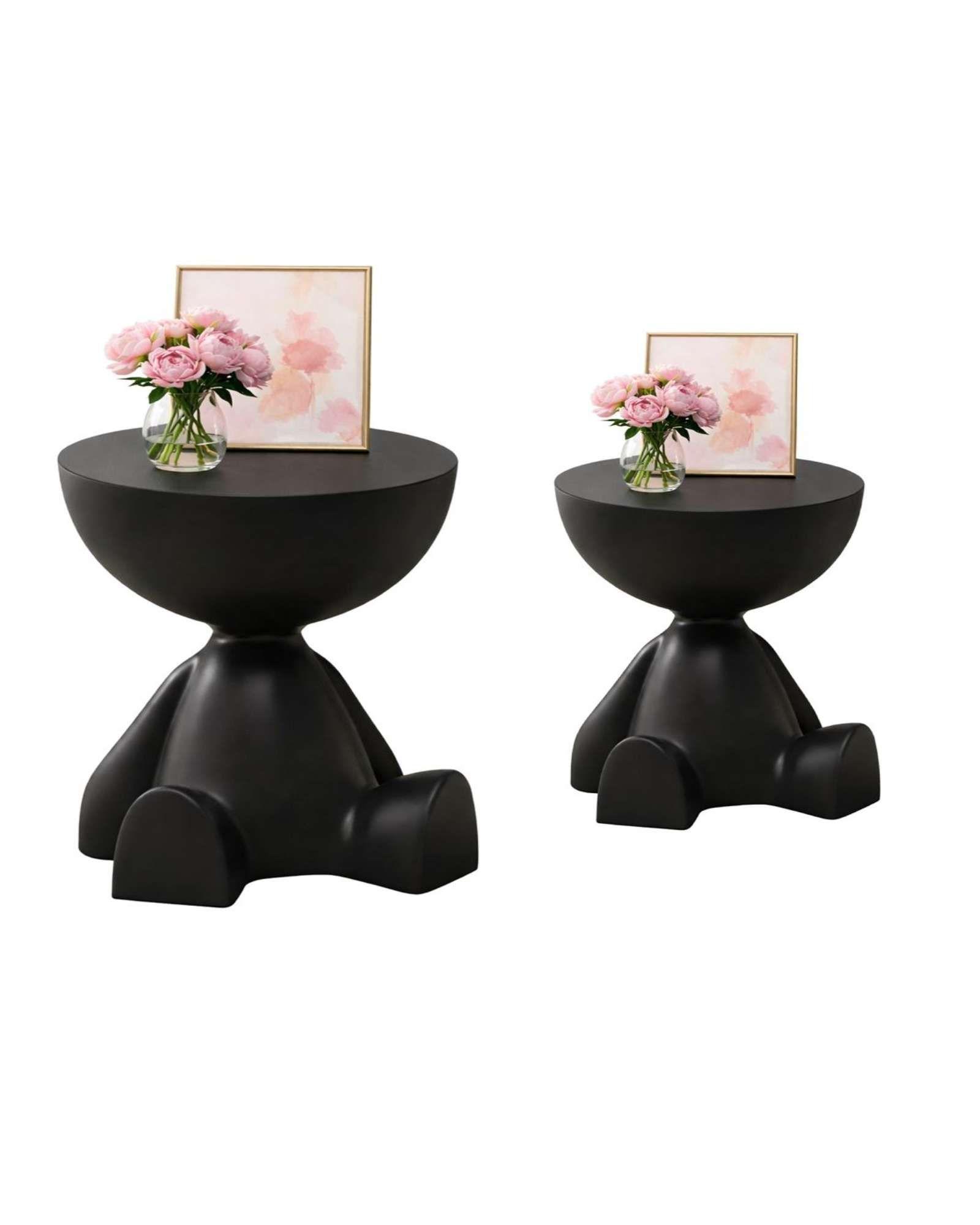 PACK DE 2 MESAS DE ARRIMO ESCULTURAL NEGRO-4