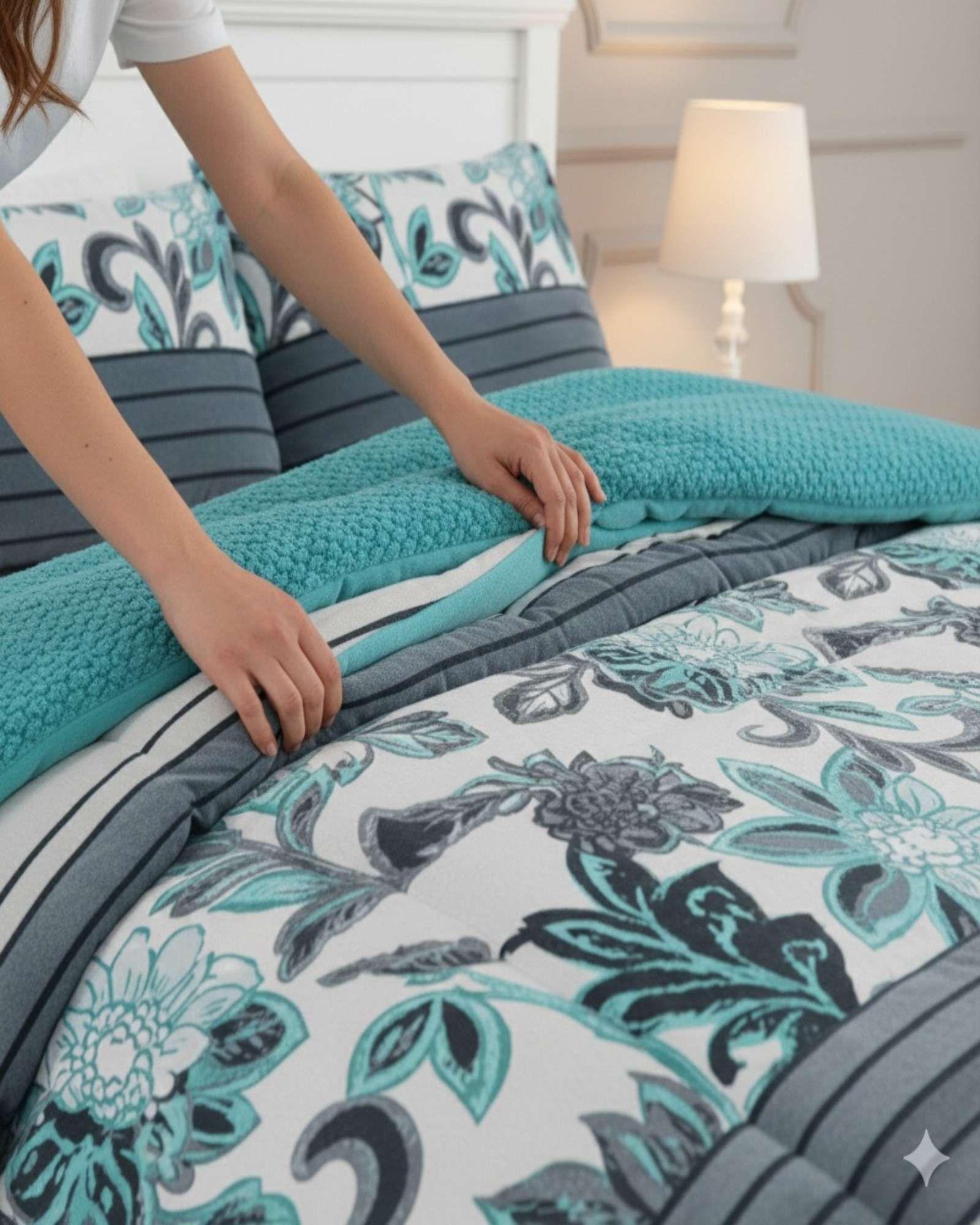 Cubrecama 2 plazas Plush con  Chiporro de Invierno verde-2