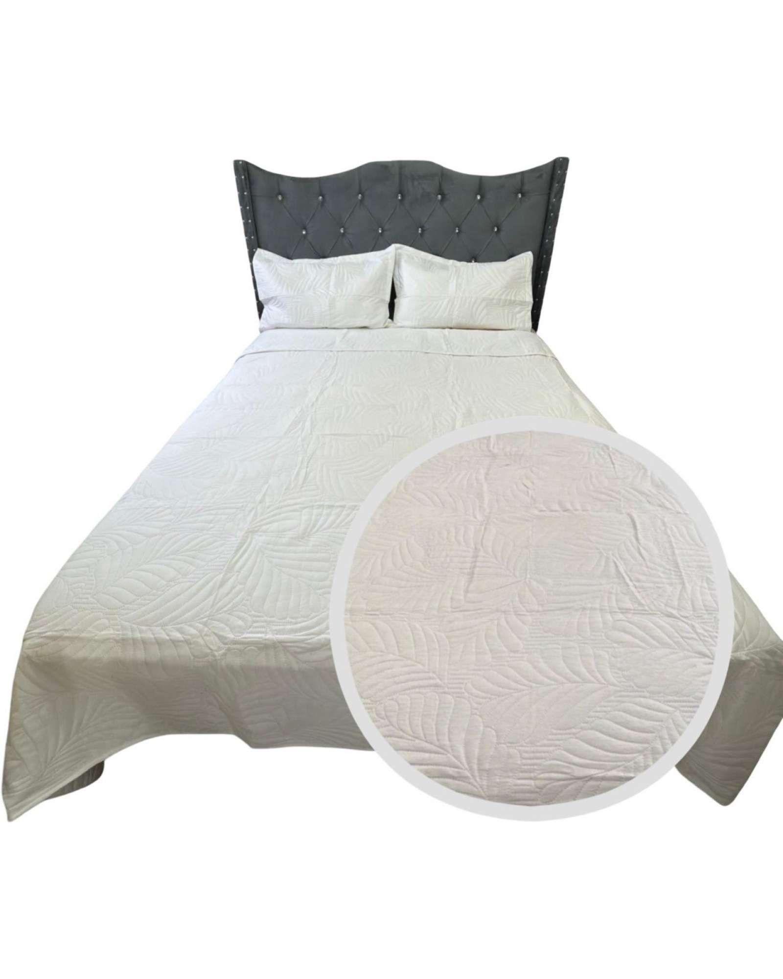CUBRECAMA QUILT DE LUJO VERANO KING BLANCO INVIERNO-0
