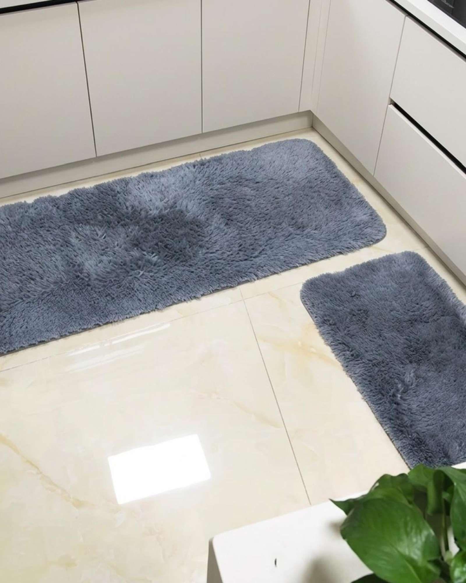 Set de Alfombras de Cocina Peluda Elegante y Funcional-0
