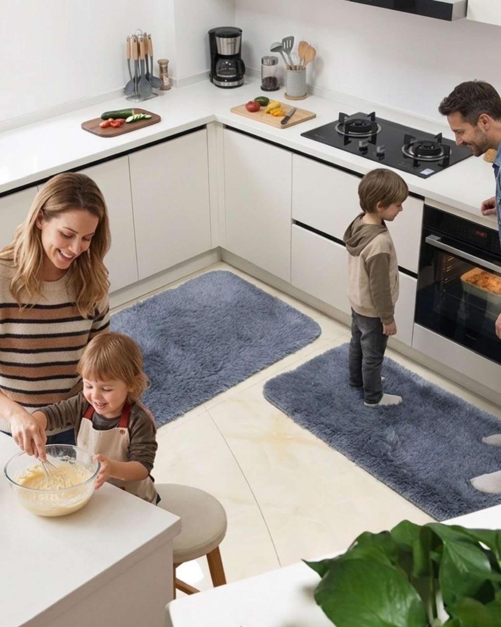 Set de Alfombras de Cocina Peluda Elegante y Funcional-1