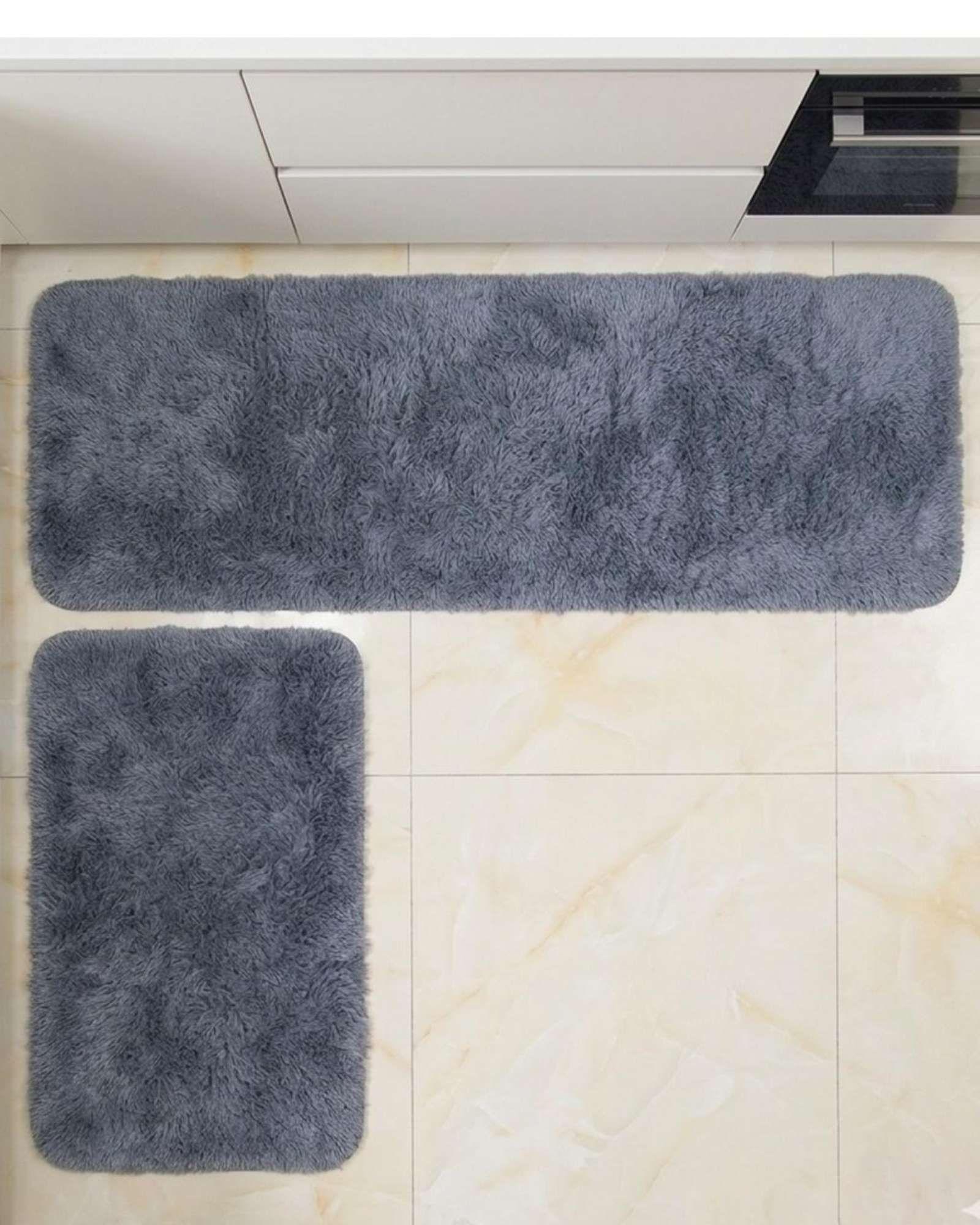 Set de Alfombras de Cocina Peluda Elegante y Funcional-3