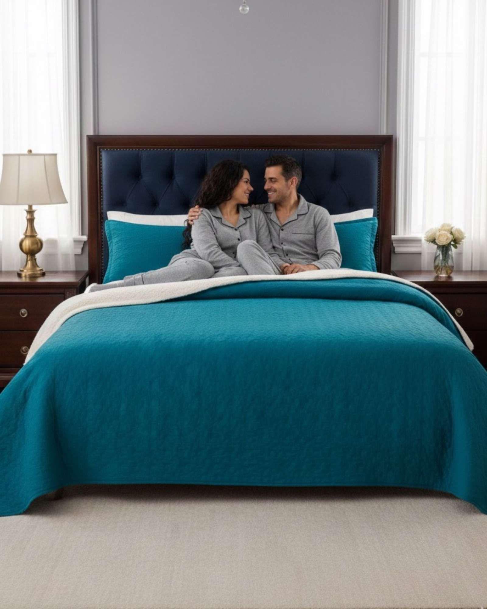 CUBRECAMA QUILT CON SHERPA 2 PLAZA 230 CM X 250 CM B13-2