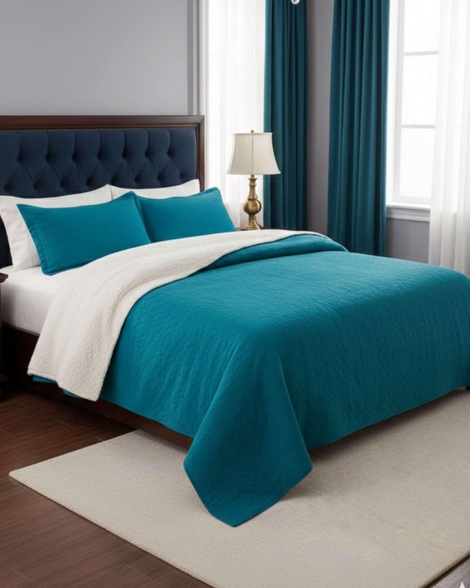 CUBRECAMA QUILT CON SHERPA 2 PLAZA 230 CM X 250 CM B13-3