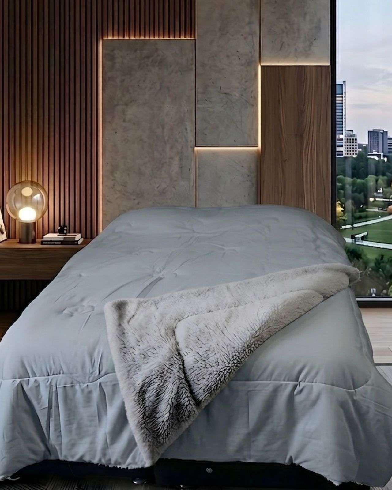 Plumón Delgado Invierno Sherpa  Suave  Premium 1,5 Plaza 150x200cma03-3