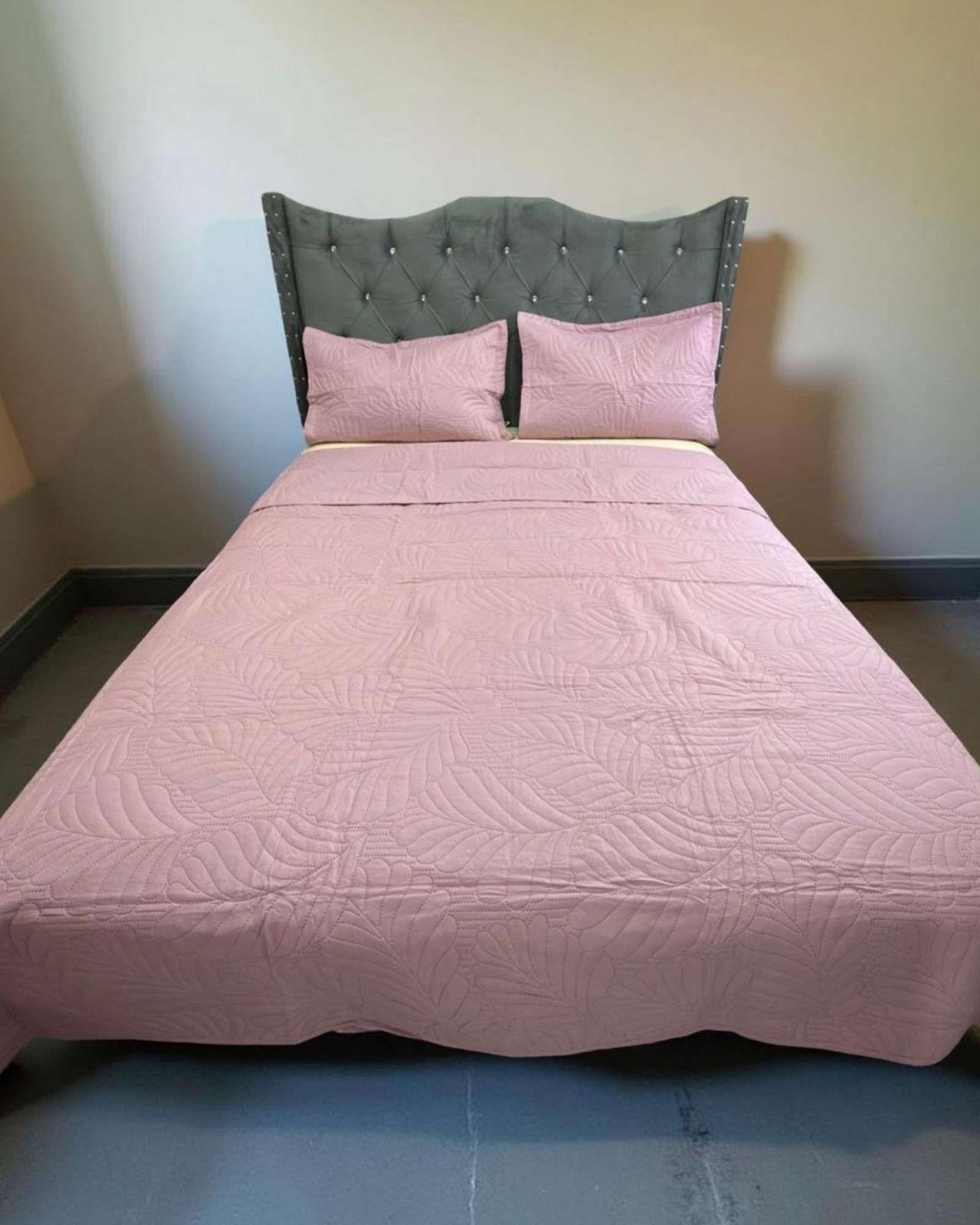 CUBRECAMA QUILT DE LUJO VERANO PLAZA Y MEDIA ROSA-3