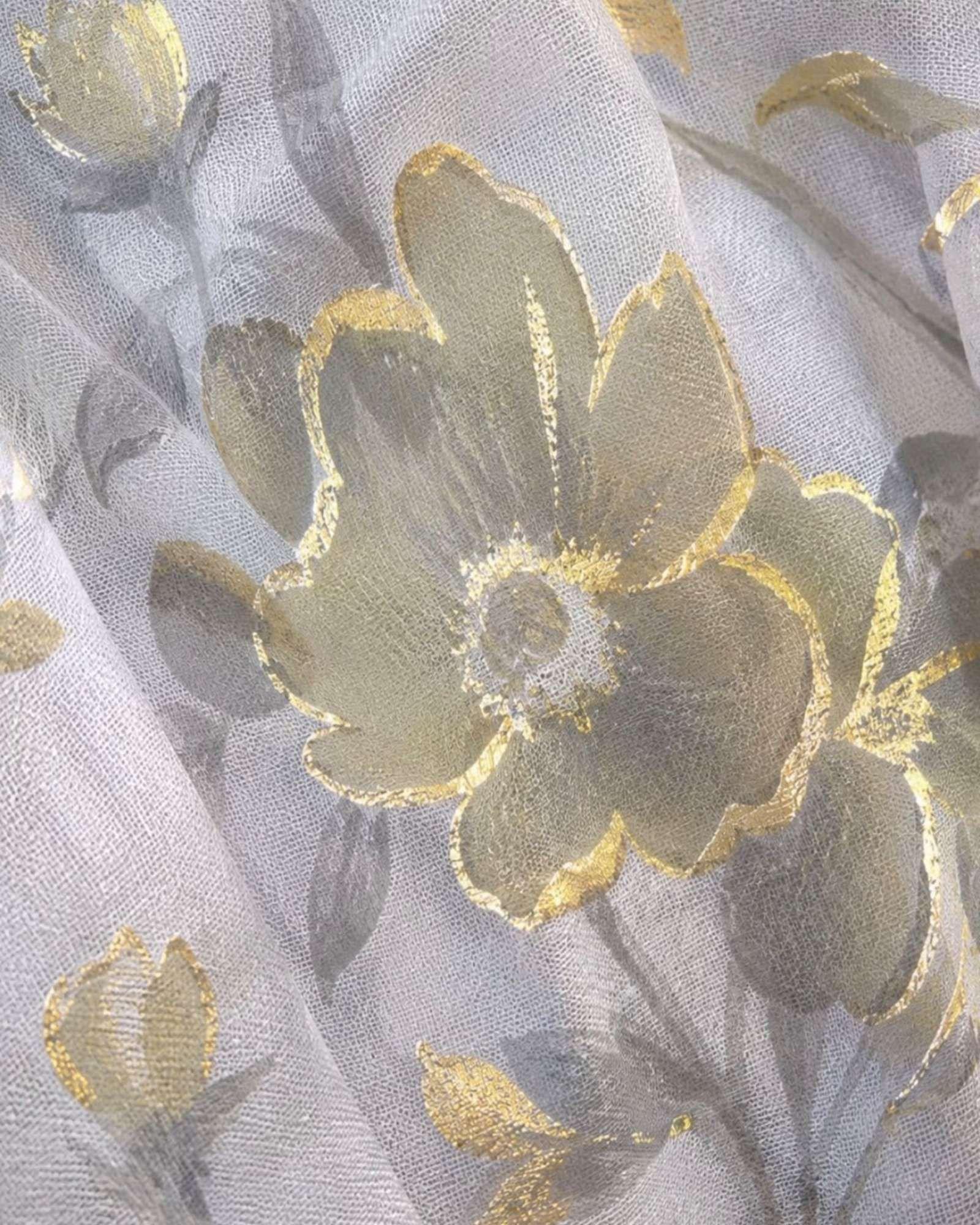 Cortina Visillo Translúcida con Estampado Floral para Living y Dormitorio-6