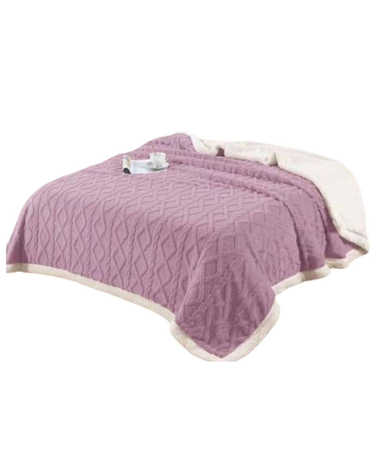 Frazada Manta Polar Sherpa Térmica King violeta -2