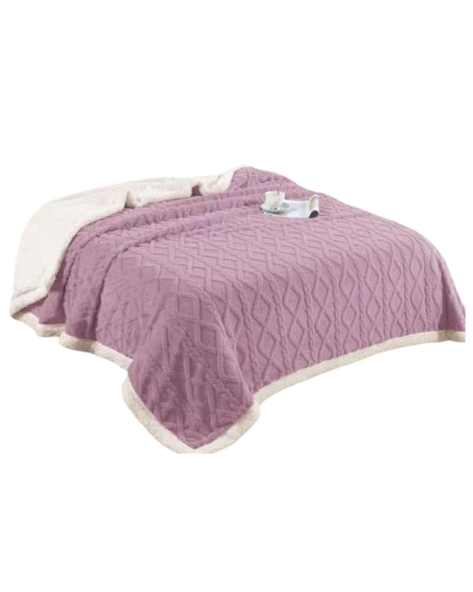 Frazada Manta Polar Sherpa Térmica King violeta -3